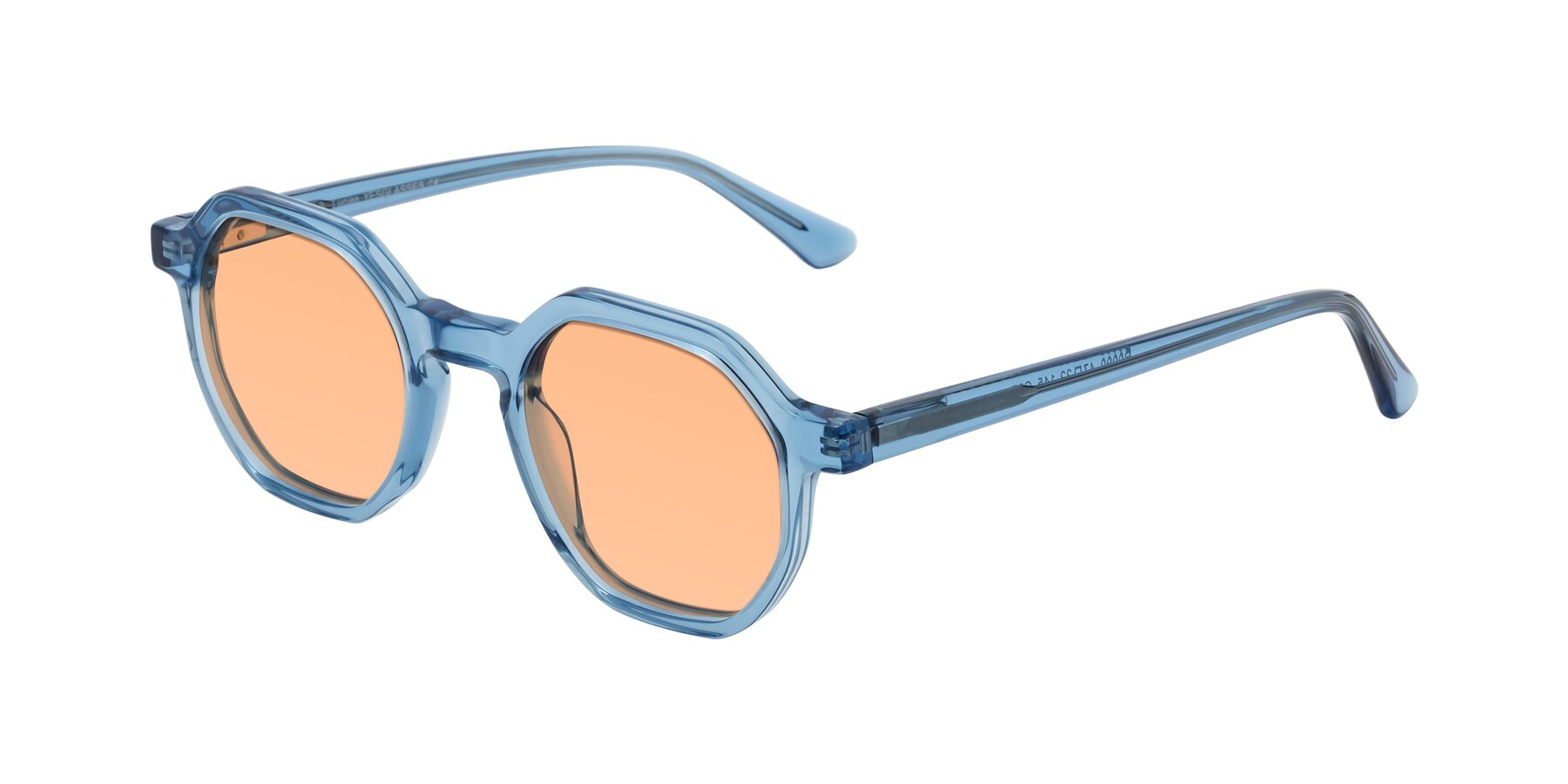 Angle of Lucian in Sky Blue with Light Orange Tinted Lenses