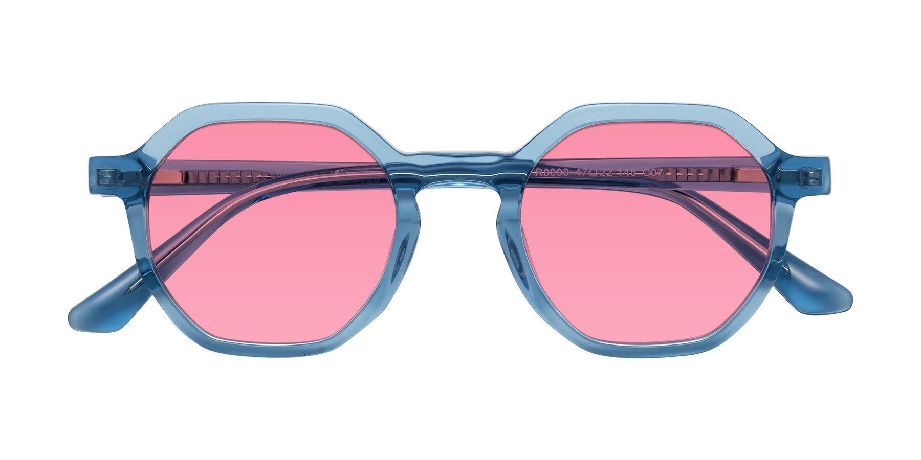 Folded Front of Lucian in Sky Blue with Pink Tinted Lenses