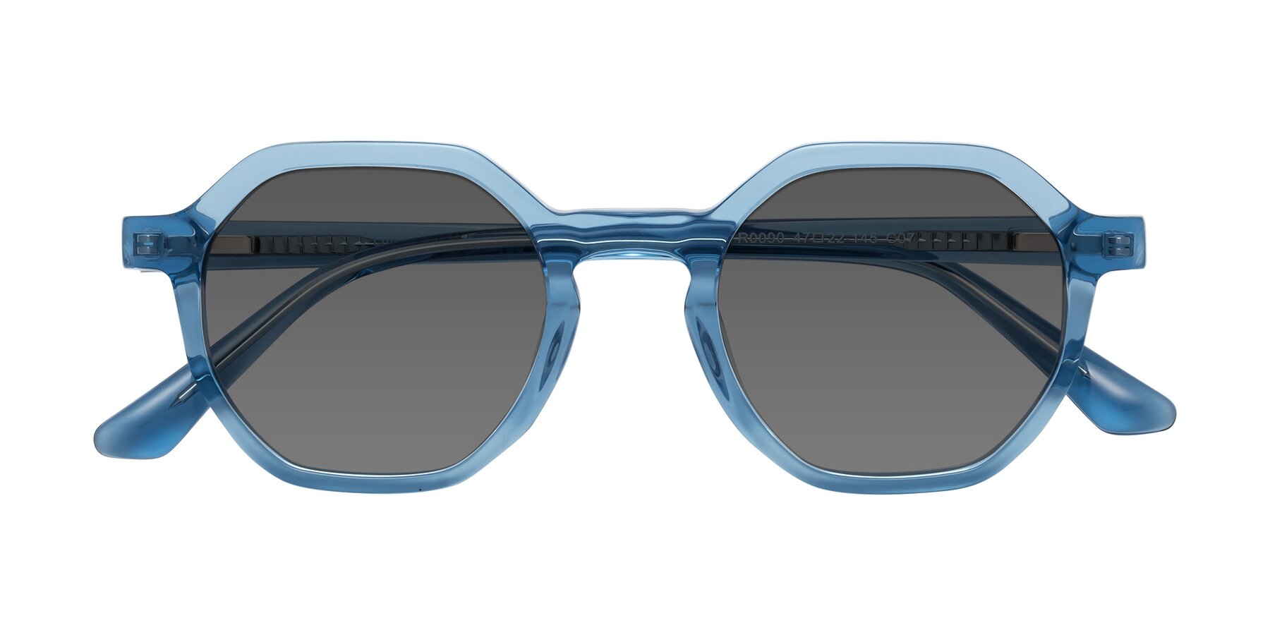 Folded Front of Lucian in Sky Blue with Medium Gray Tinted Lenses