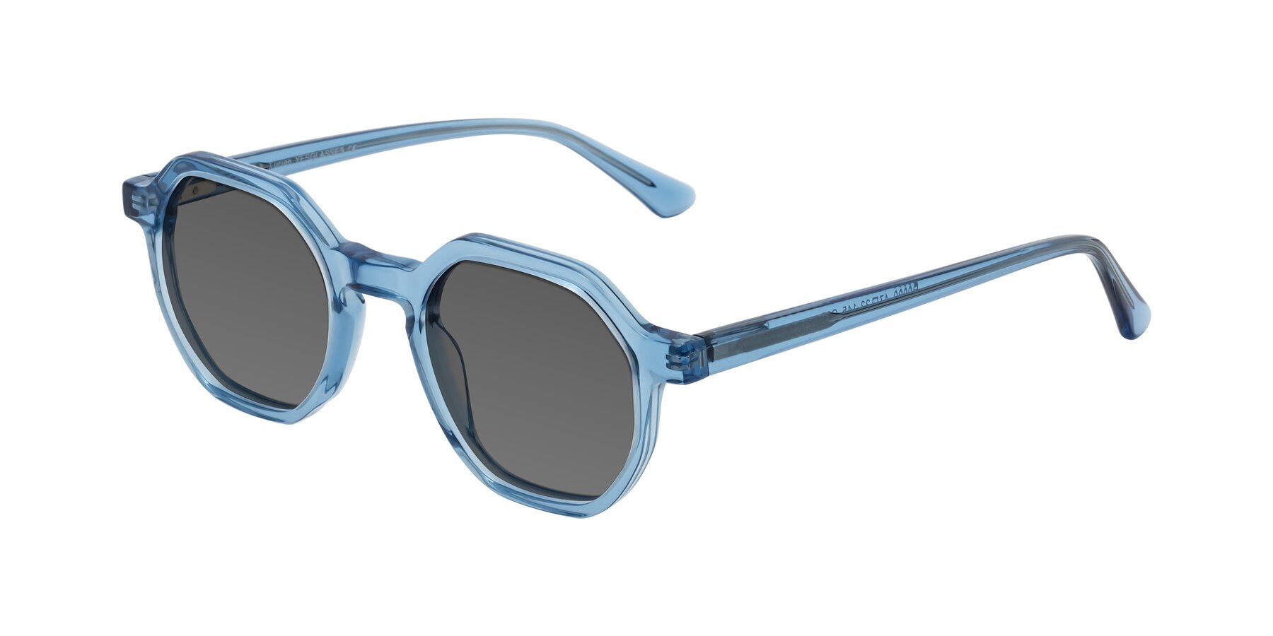 Angle of Lucian in Sky Blue with Medium Gray Tinted Lenses