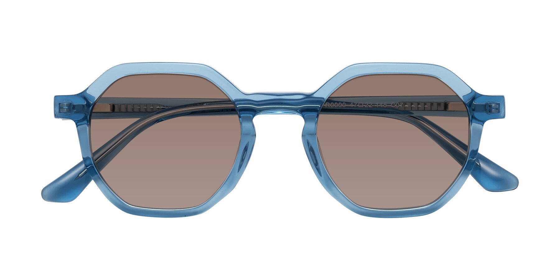 Folded Front of Lucian in Sky Blue with Medium Brown Tinted Lenses