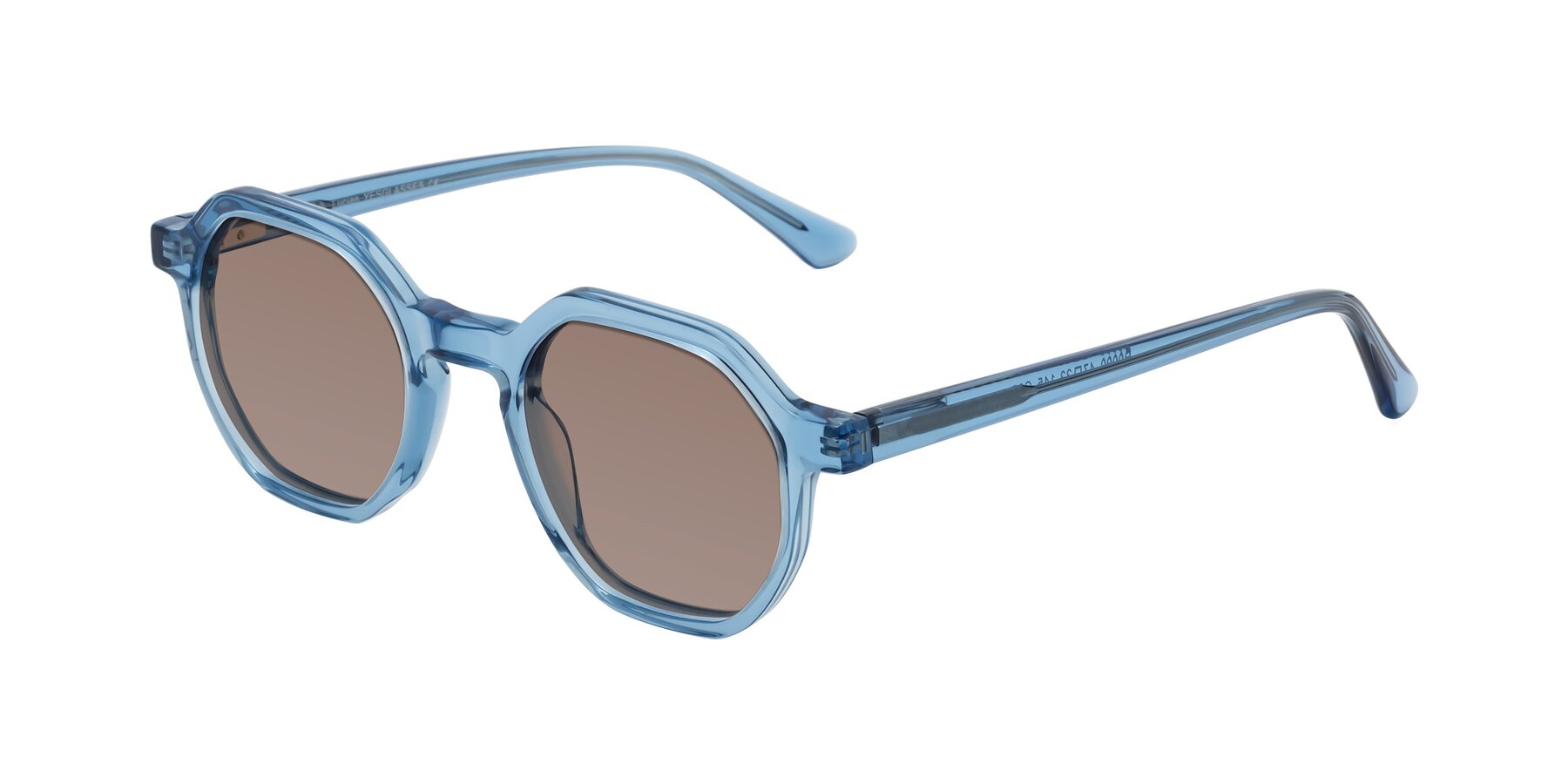 Angle of Lucian in Sky Blue with Medium Brown Tinted Lenses