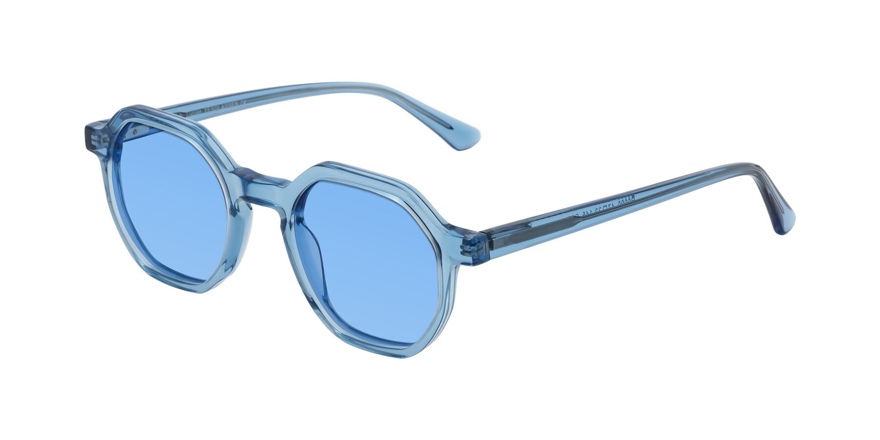 Angle of Lucian in Sky Blue with Medium Blue Tinted Lenses