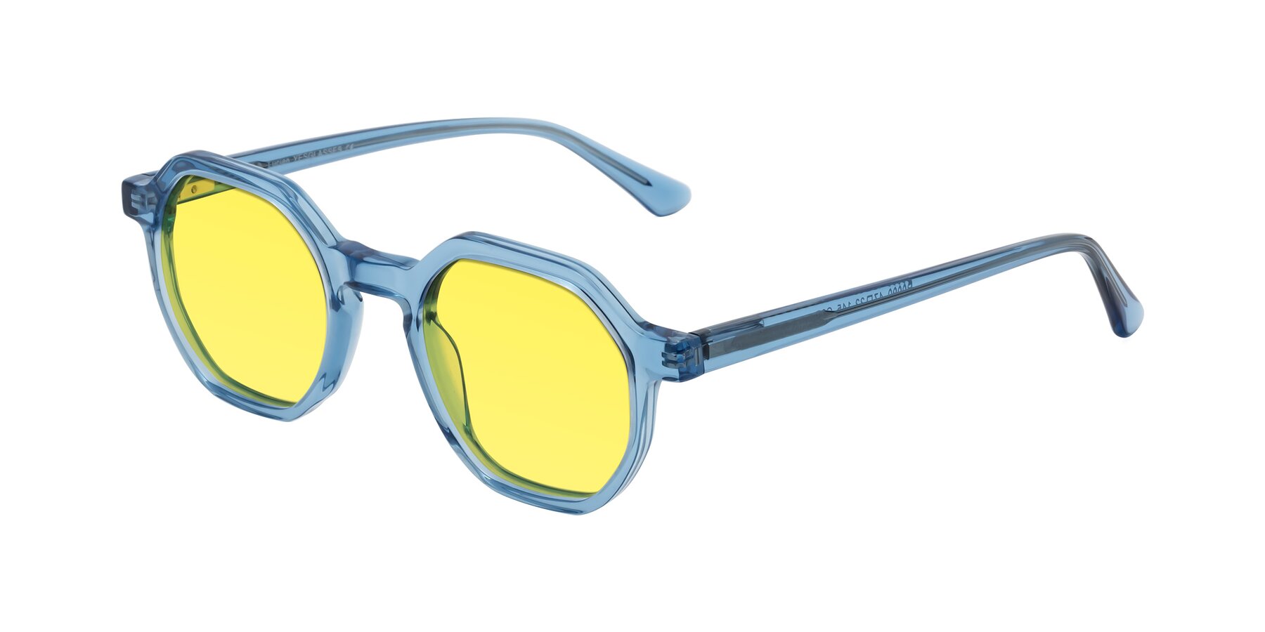 Angle of Lucian in Sky Blue with Medium Yellow Tinted Lenses