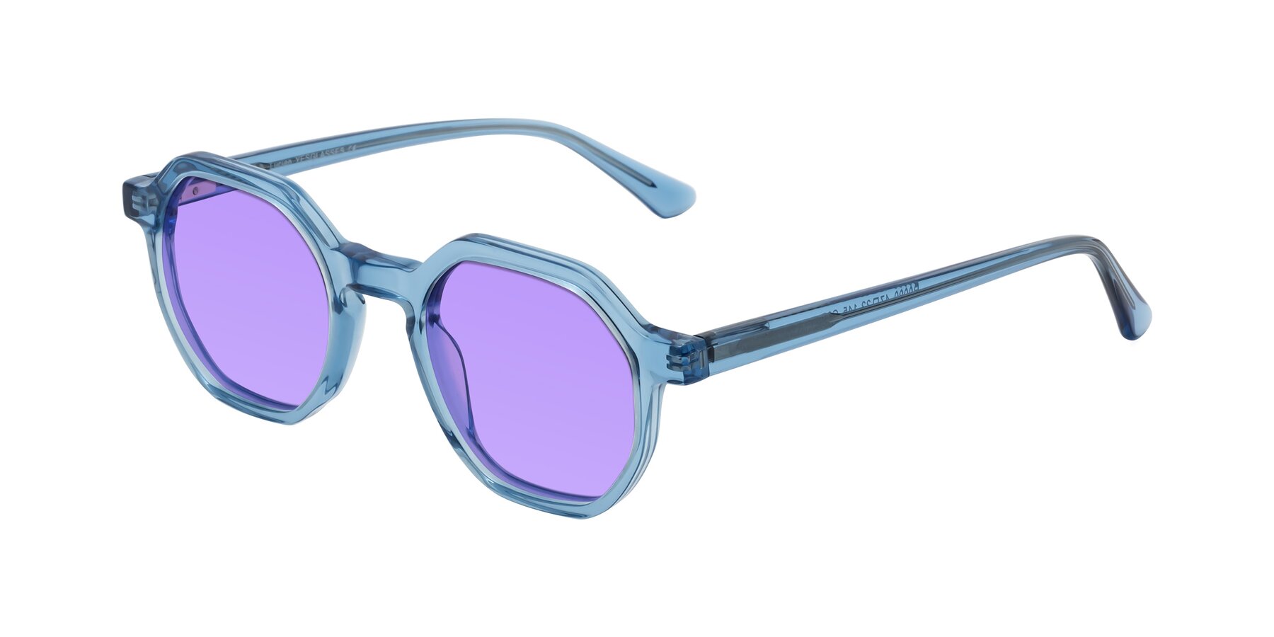 Angle of Lucian in Sky Blue with Medium Purple Tinted Lenses