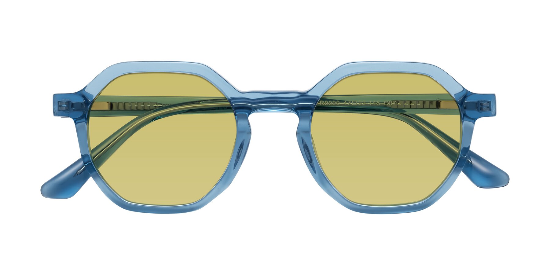 Folded Front of Lucian in Sky Blue with Medium Champagne Tinted Lenses