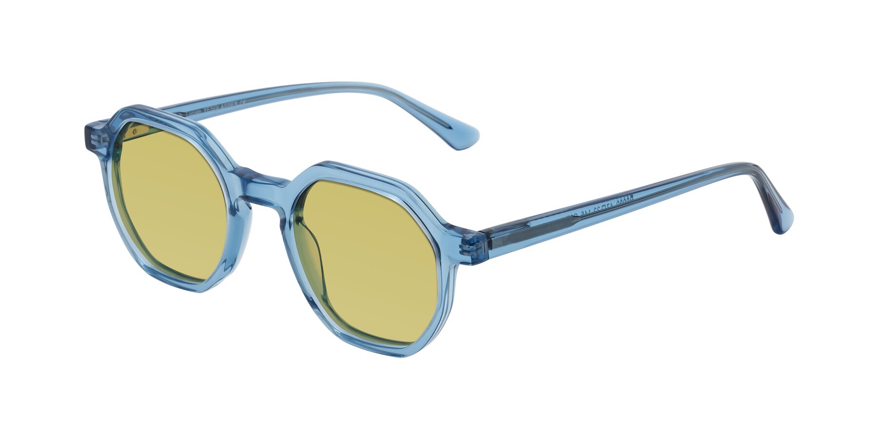 Angle of Lucian in Sky Blue with Medium Champagne Tinted Lenses