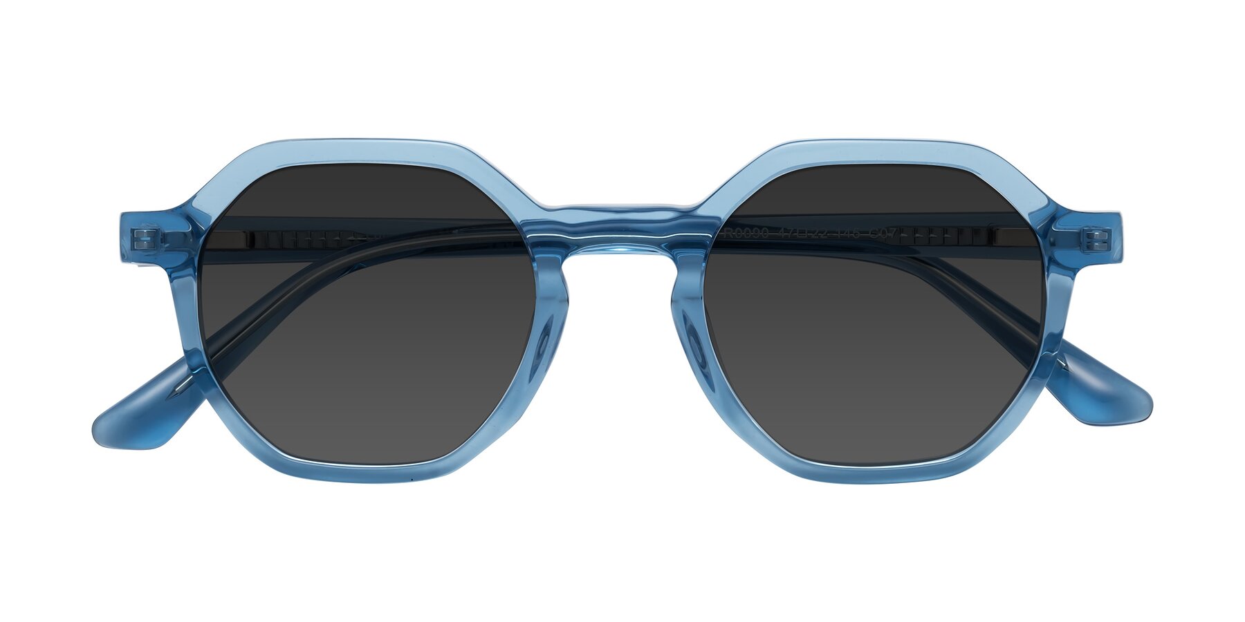 Folded Front of Lucian in Sky Blue with Gray Tinted Lenses