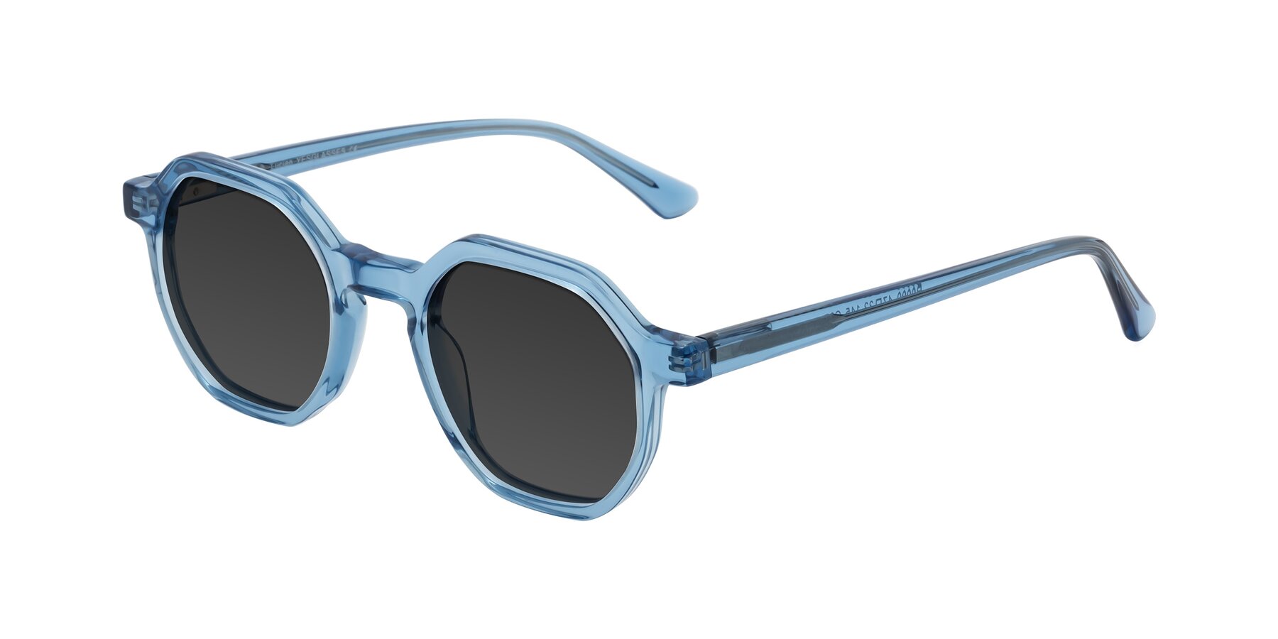 Angle of Lucian in Sky Blue with Gray Tinted Lenses