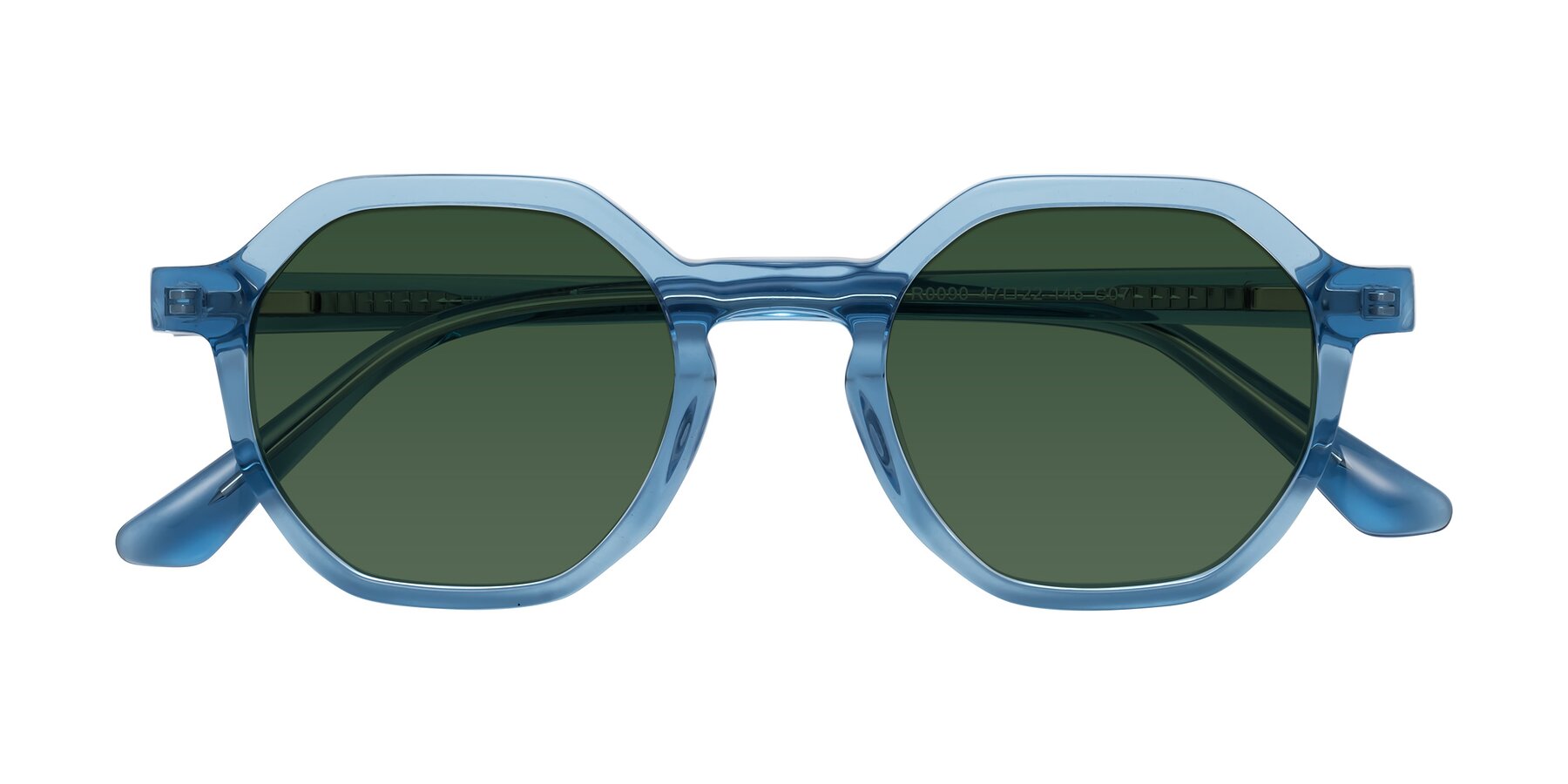 Folded Front of Lucian in Sky Blue with Green Tinted Lenses