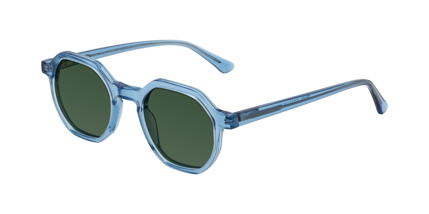 Angle of Lucian in Sky Blue with Green Tinted Lenses