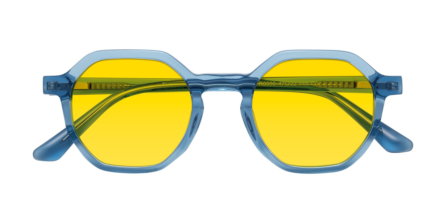 Folded Front of Lucian in Sky Blue with Yellow Tinted Lenses