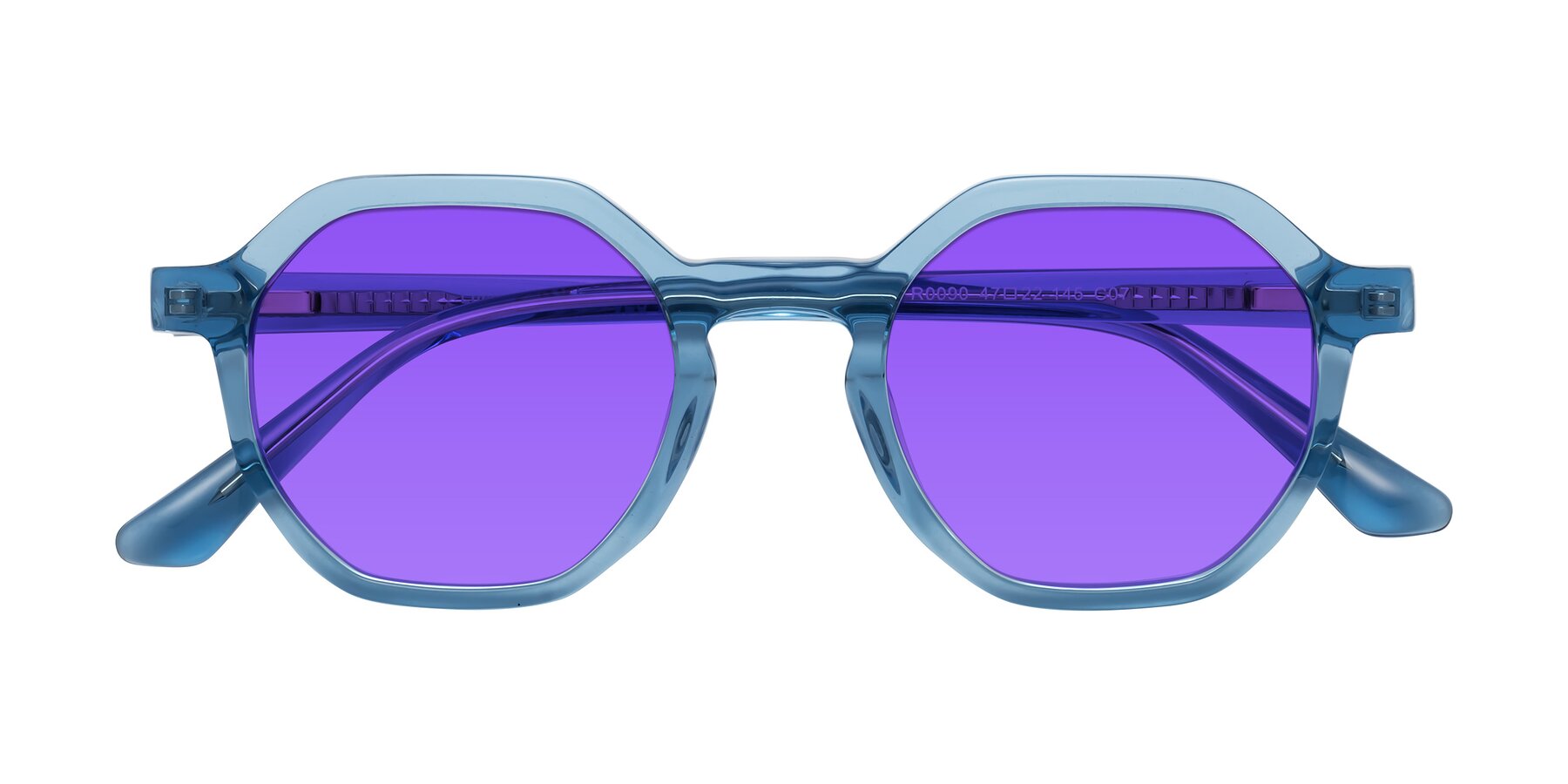 Folded Front of Lucian in Sky Blue with Purple Tinted Lenses