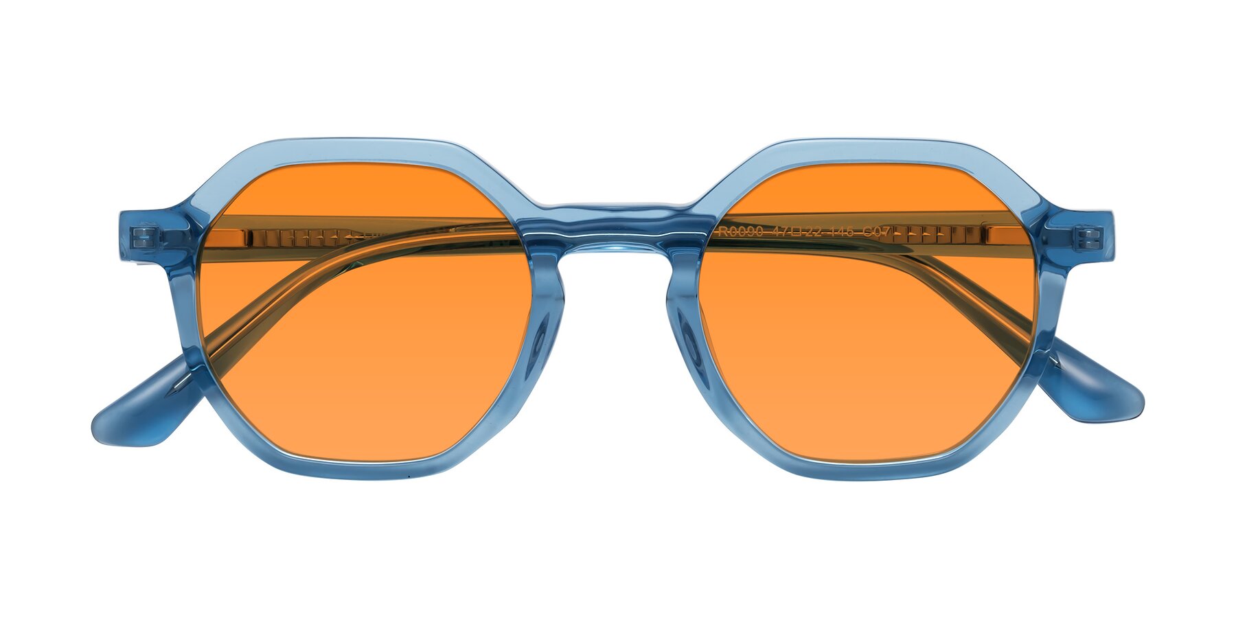 Folded Front of Lucian in Sky Blue with Orange Tinted Lenses