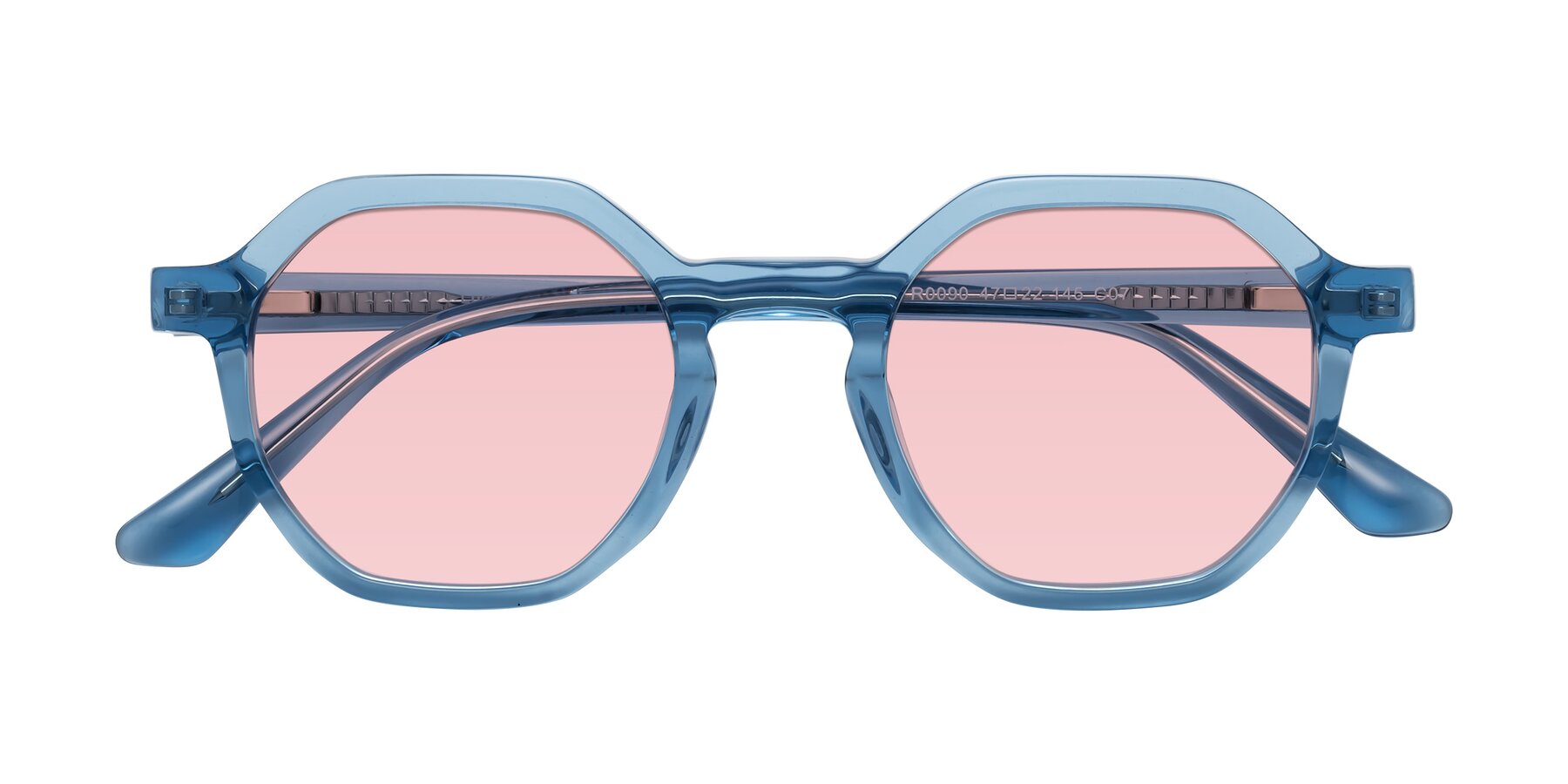 Folded Front of Lucian in Sky Blue with Light Garnet Tinted Lenses