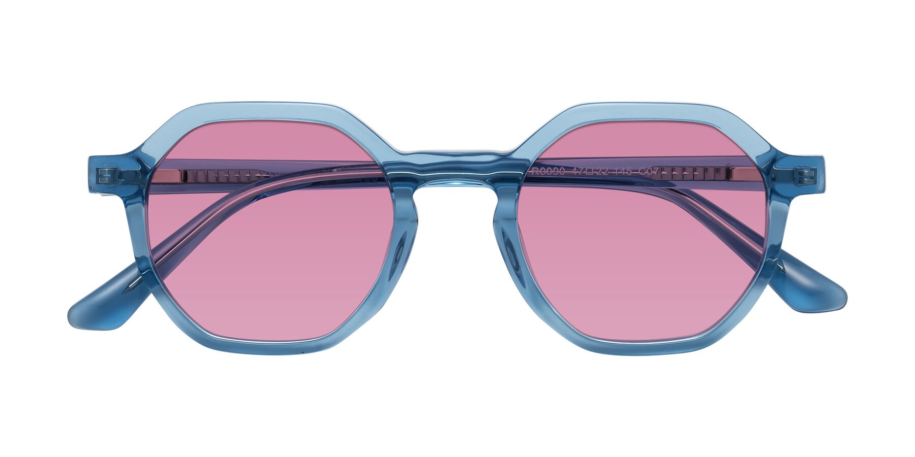 Folded Front of Lucian in Sky Blue with Medium Wine Tinted Lenses