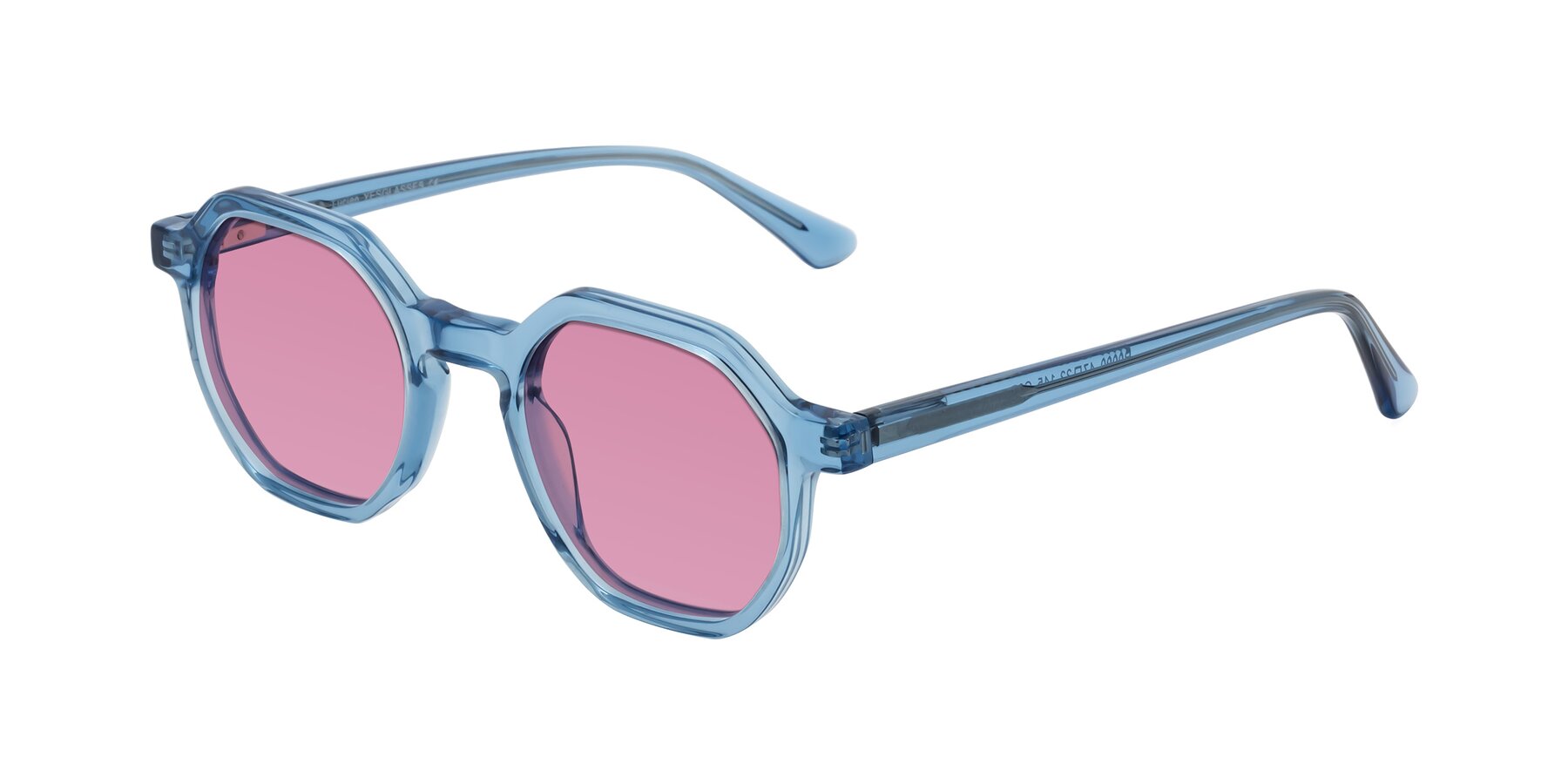 Angle of Lucian in Sky Blue with Medium Wine Tinted Lenses