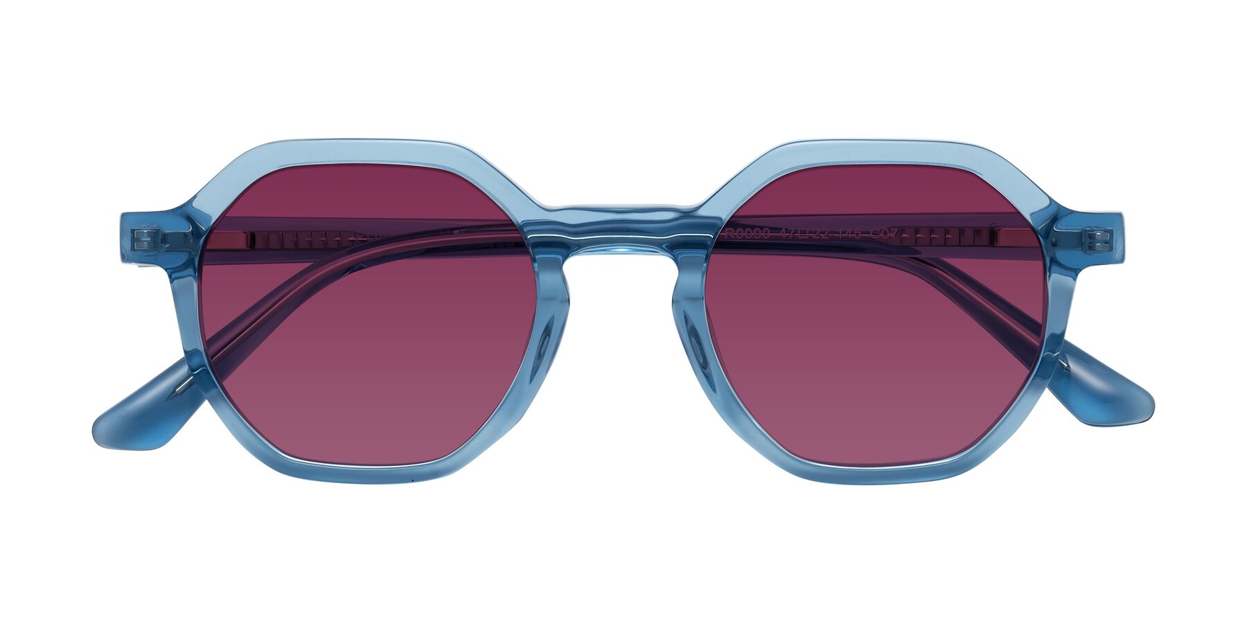 Folded Front of Lucian in Sky Blue with Wine Tinted Lenses