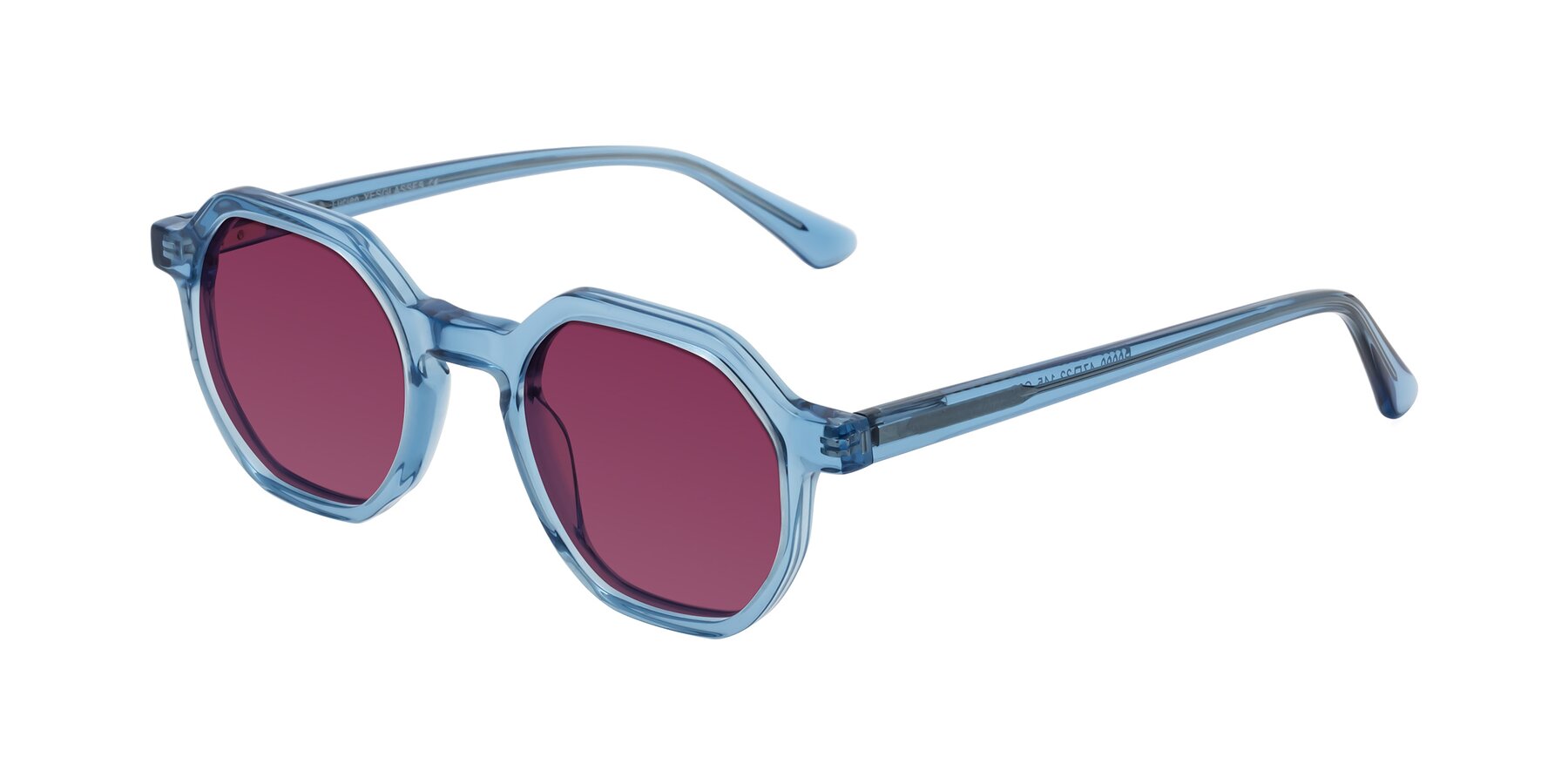 Angle of Lucian in Sky Blue with Wine Tinted Lenses