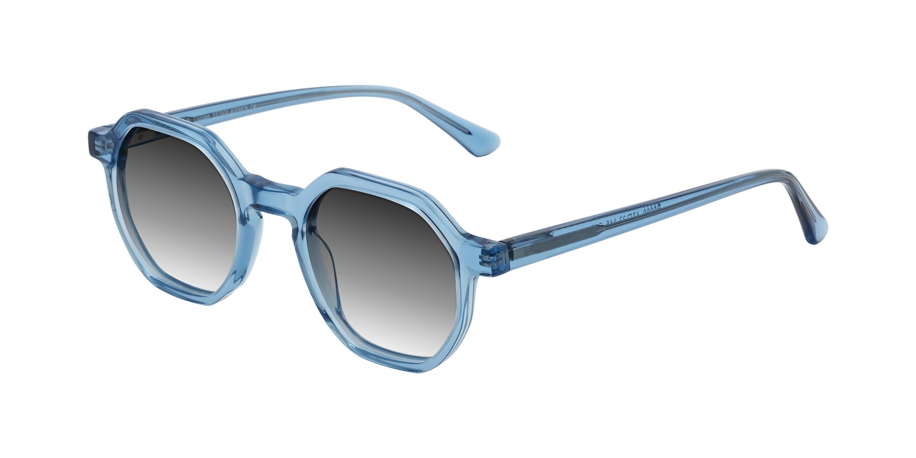 Angle of Lucian in Sky Blue with Gray Gradient Lenses