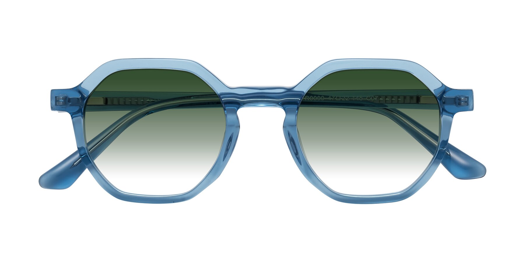 Folded Front of Lucian in Sky Blue with Green Gradient Lenses