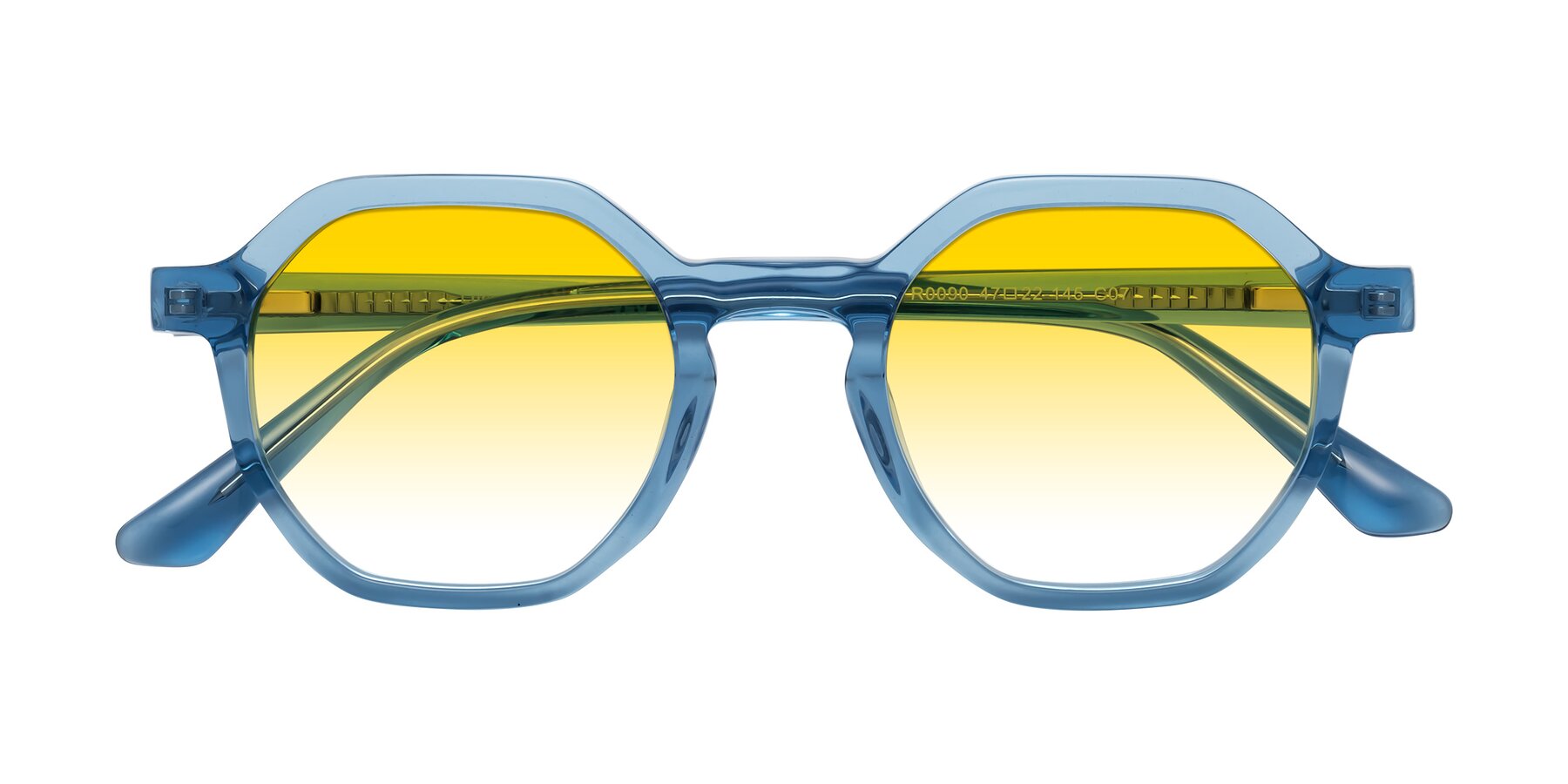 Folded Front of Lucian in Sky Blue with Yellow Gradient Lenses