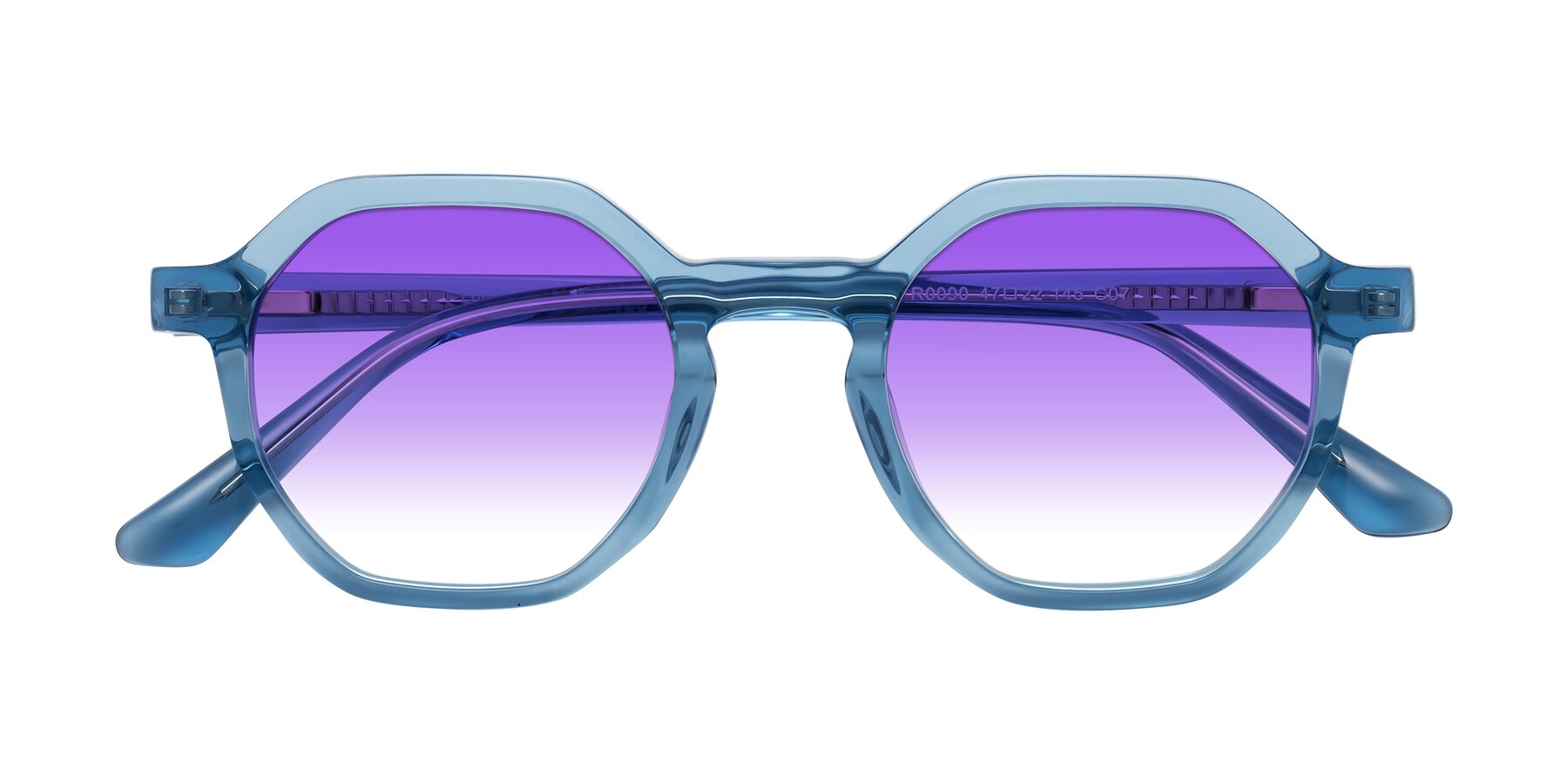 Folded Front of Lucian in Sky Blue with Purple Gradient Lenses