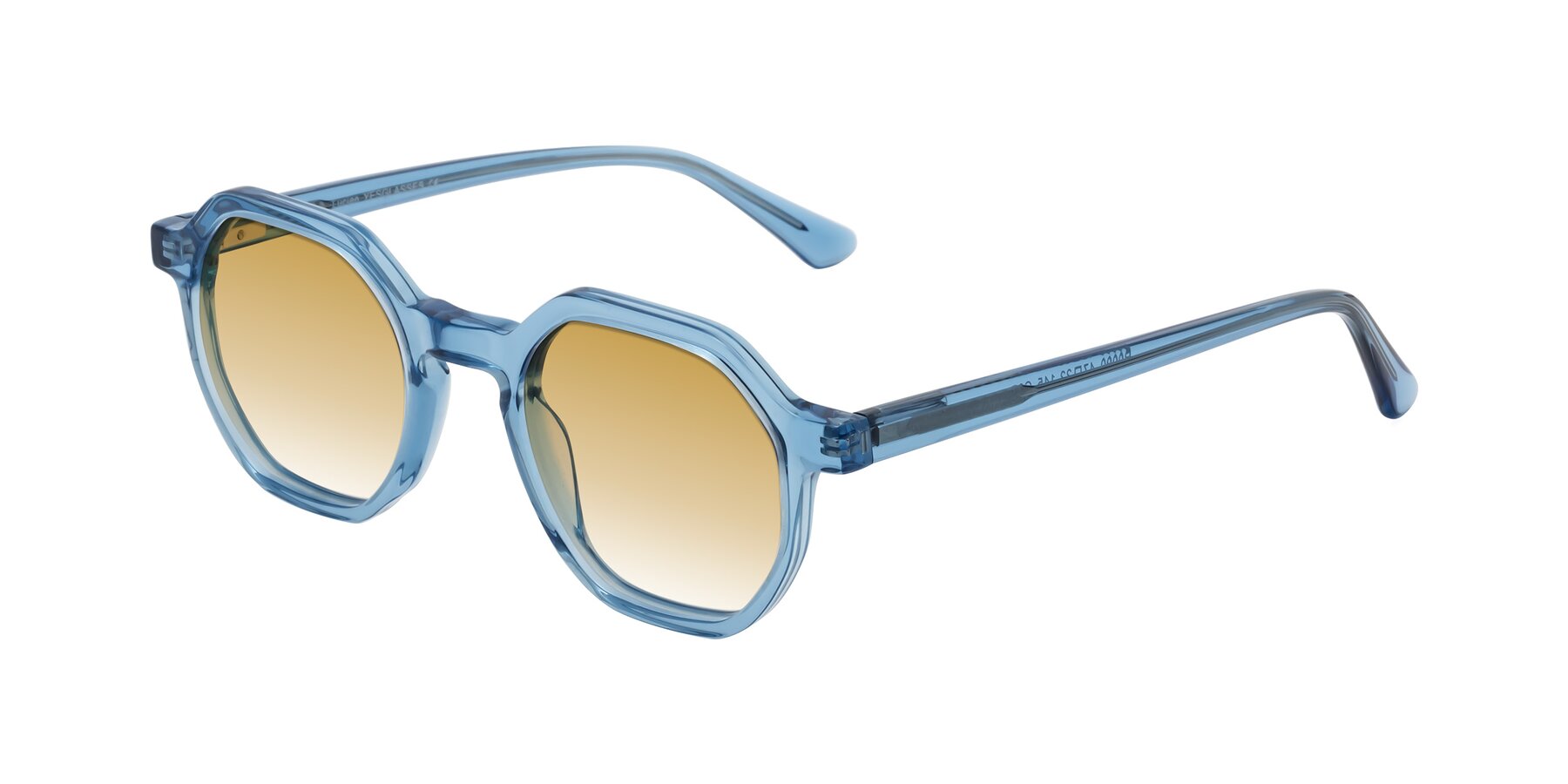 Angle of Lucian in Sky Blue with Champagne Gradient Lenses