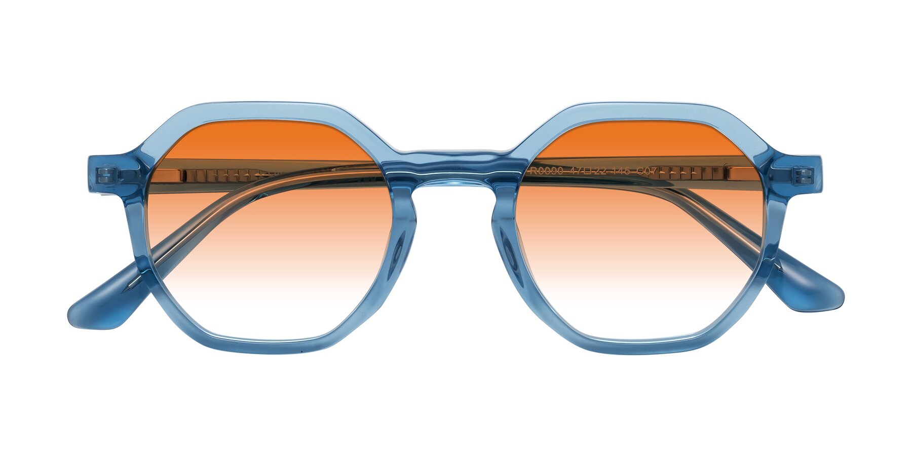 Folded Front of Lucian in Sky Blue with Orange Gradient Lenses