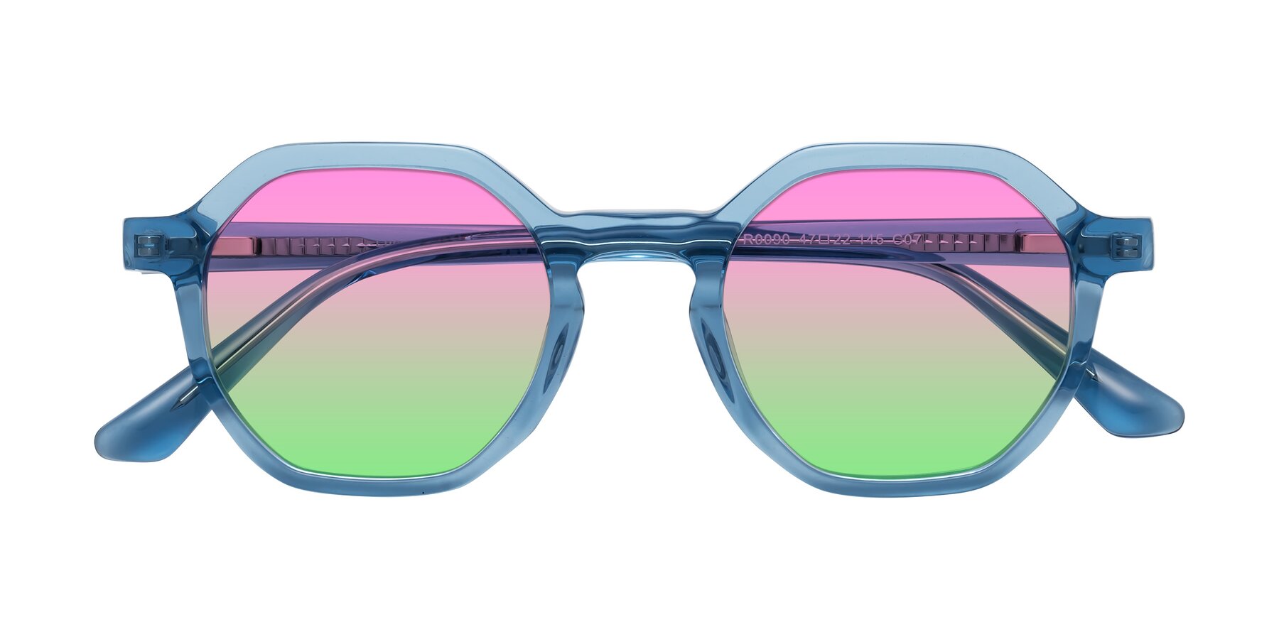 Folded Front of Lucian in Sky Blue with Pink / Green Gradient Lenses