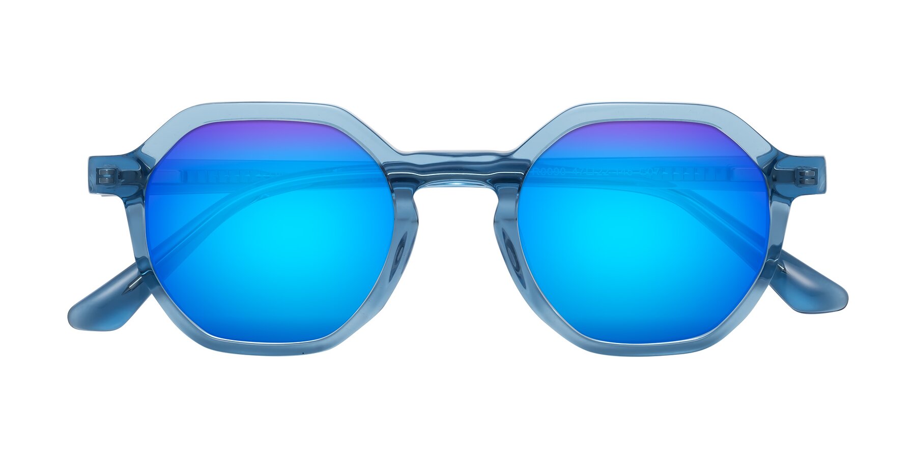 Folded Front of Lucian in Sky Blue with Blue Mirrored Lenses