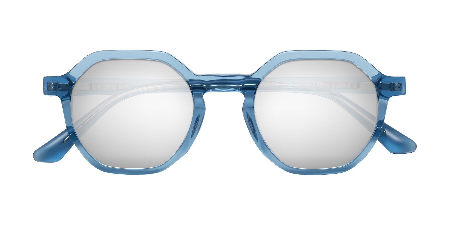 Folded Front of Lucian in Sky Blue with Silver Mirrored Lenses