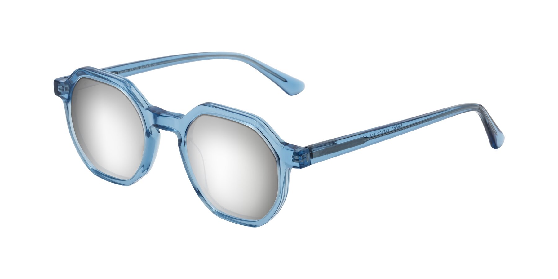 Angle of Lucian in Sky Blue with Silver Mirrored Lenses