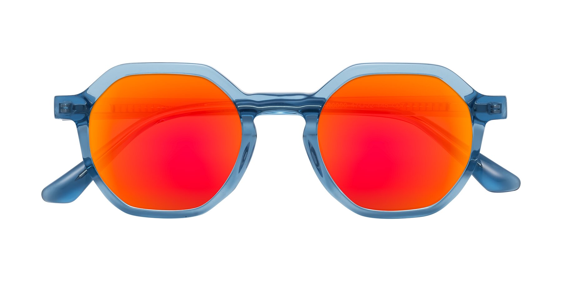 Folded Front of Lucian in Sky Blue with Red Gold Mirrored Lenses