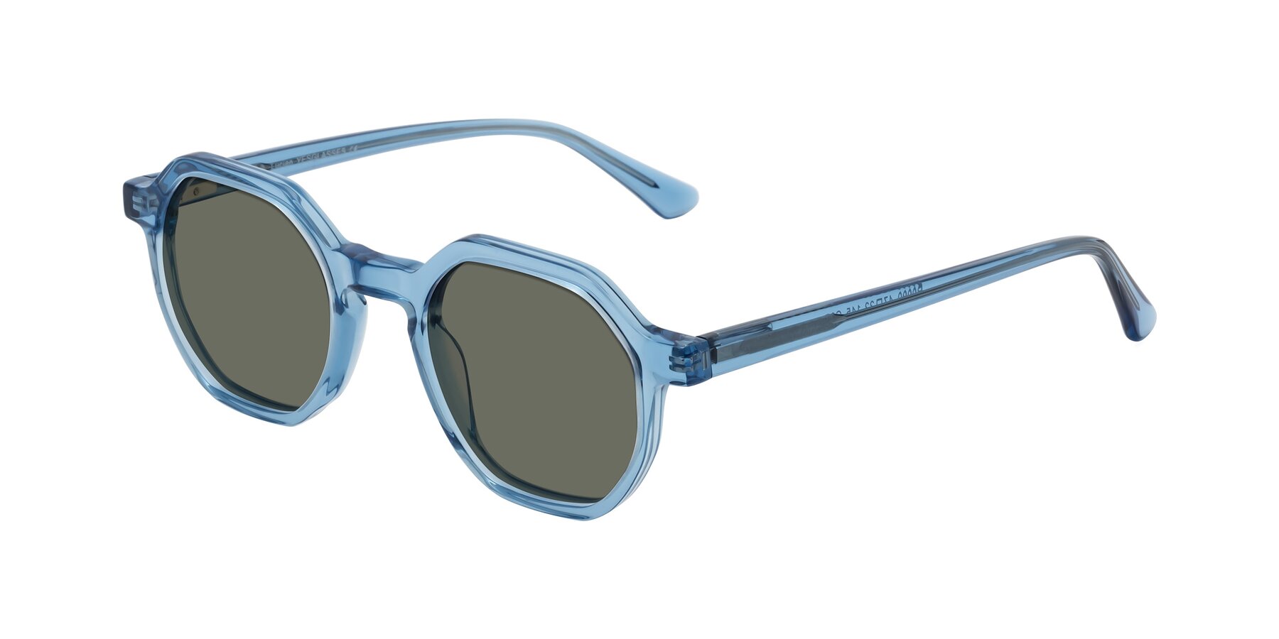 Angle of Lucian in Sky Blue with Gray Polarized Lenses