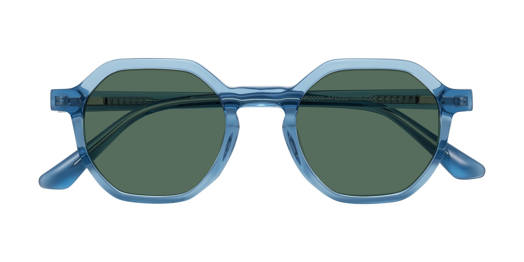 Folded Front of Lucian in Sky Blue with Green Polarized Lenses