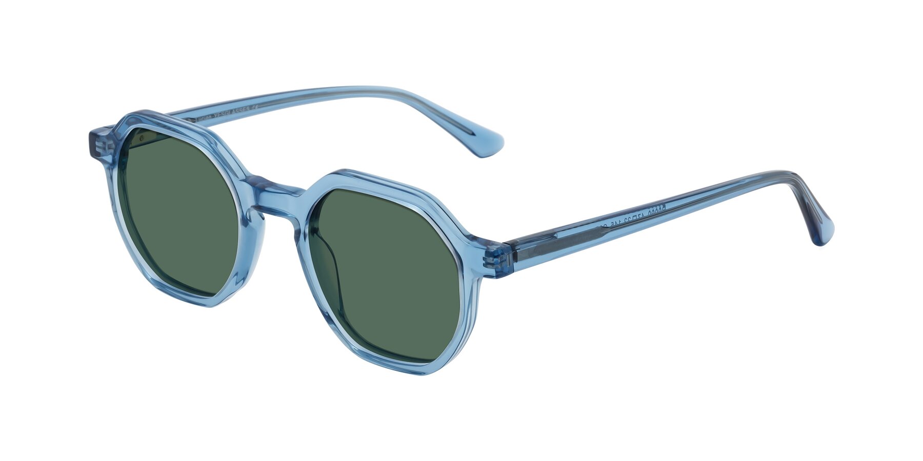 Angle of Lucian in Sky Blue with Green Polarized Lenses