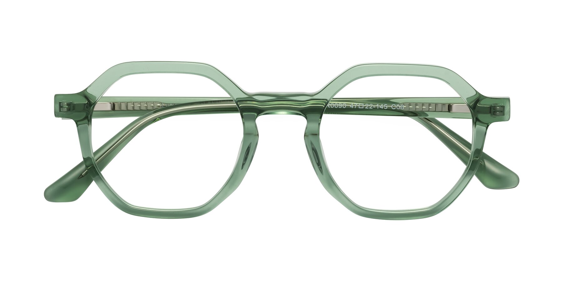 Folded Front of Lucian in Light Green with Clear Eyeglass Lenses