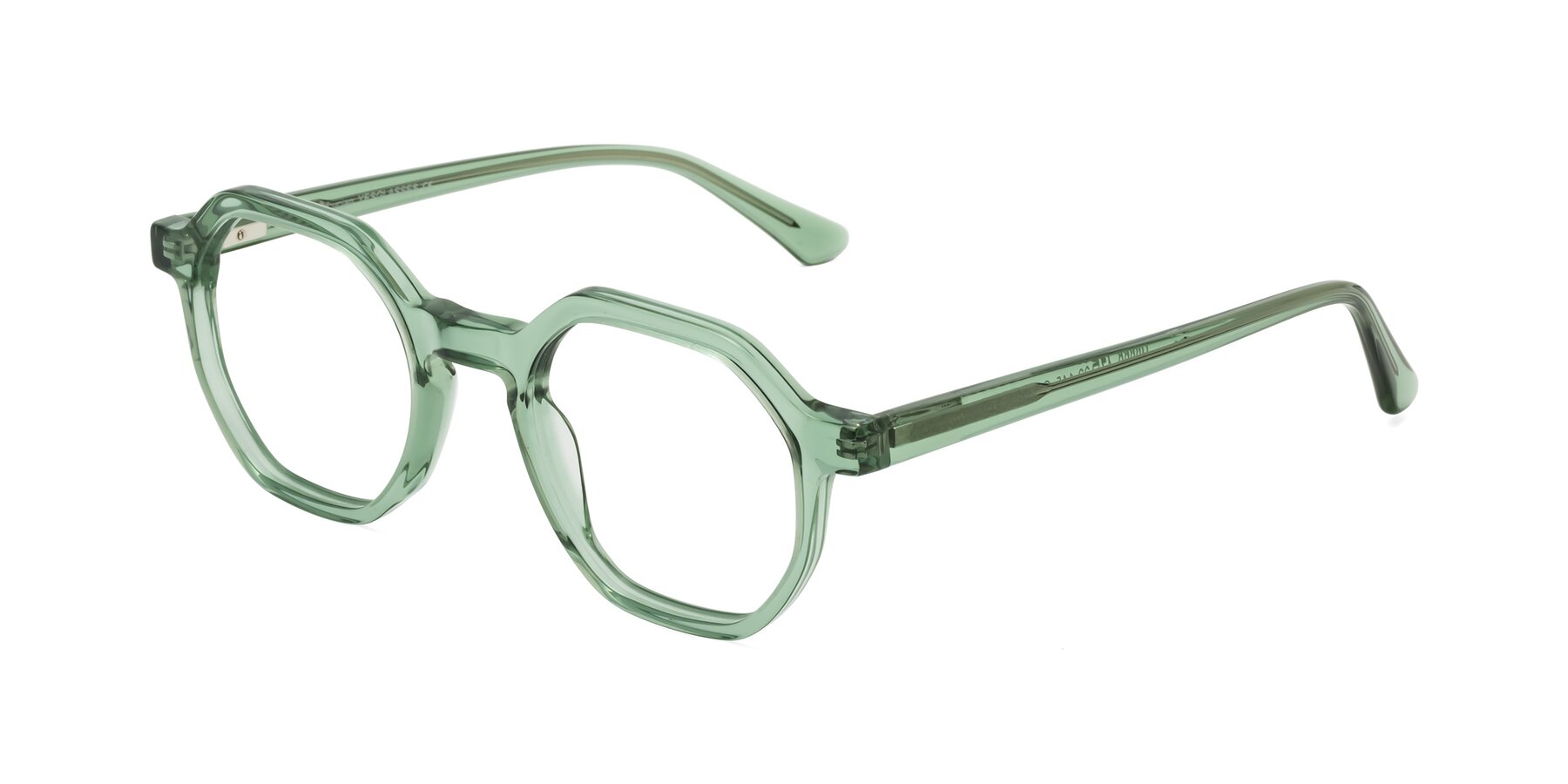 Angle of Lucian in Light Green with Clear Eyeglass Lenses