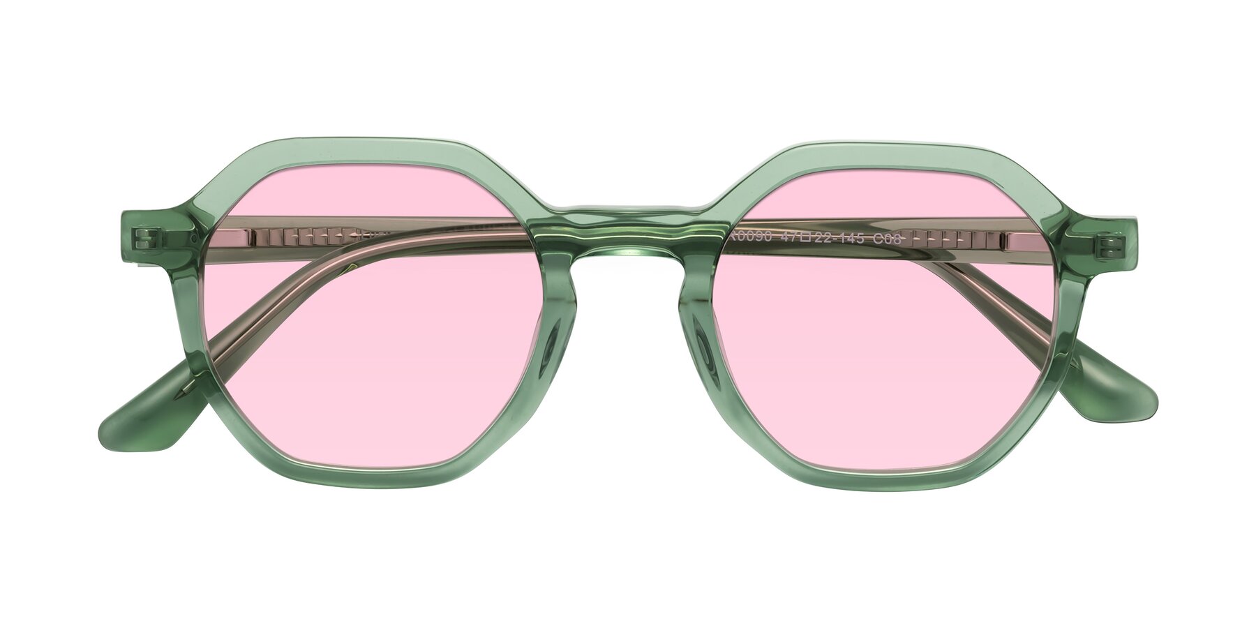 Folded Front of Lucian in Light Green with Light Pink Tinted Lenses