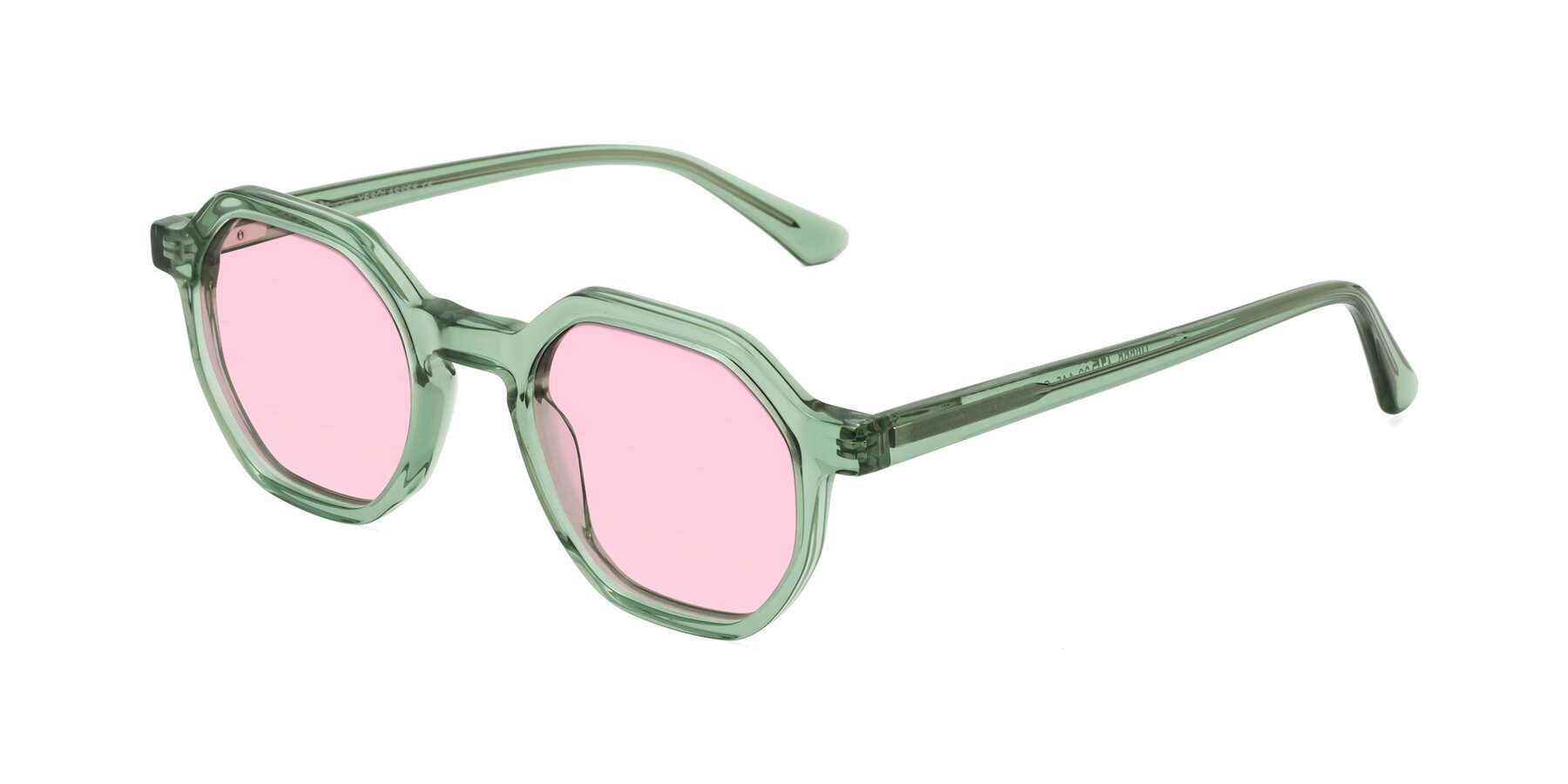 Angle of Lucian in Light Green with Light Pink Tinted Lenses