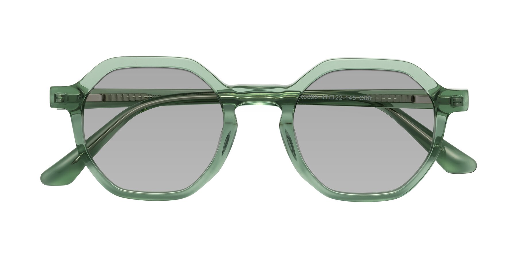 Folded Front of Lucian in Light Green with Light Gray Tinted Lenses