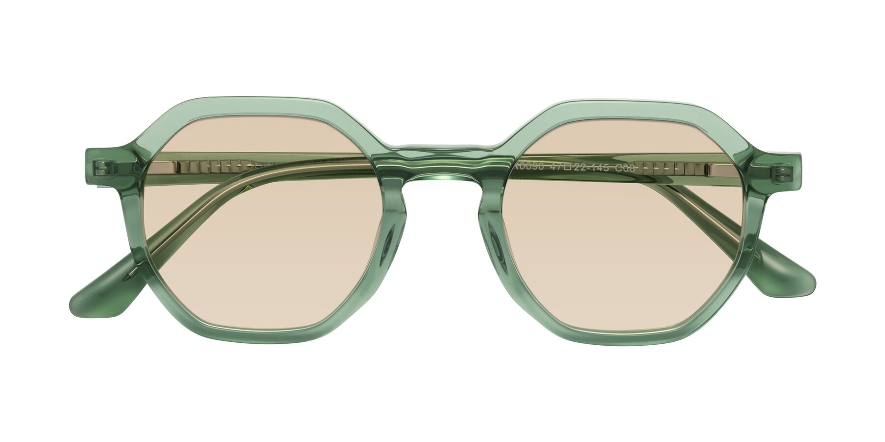 Folded Front of Lucian in Light Green with Light Brown Tinted Lenses