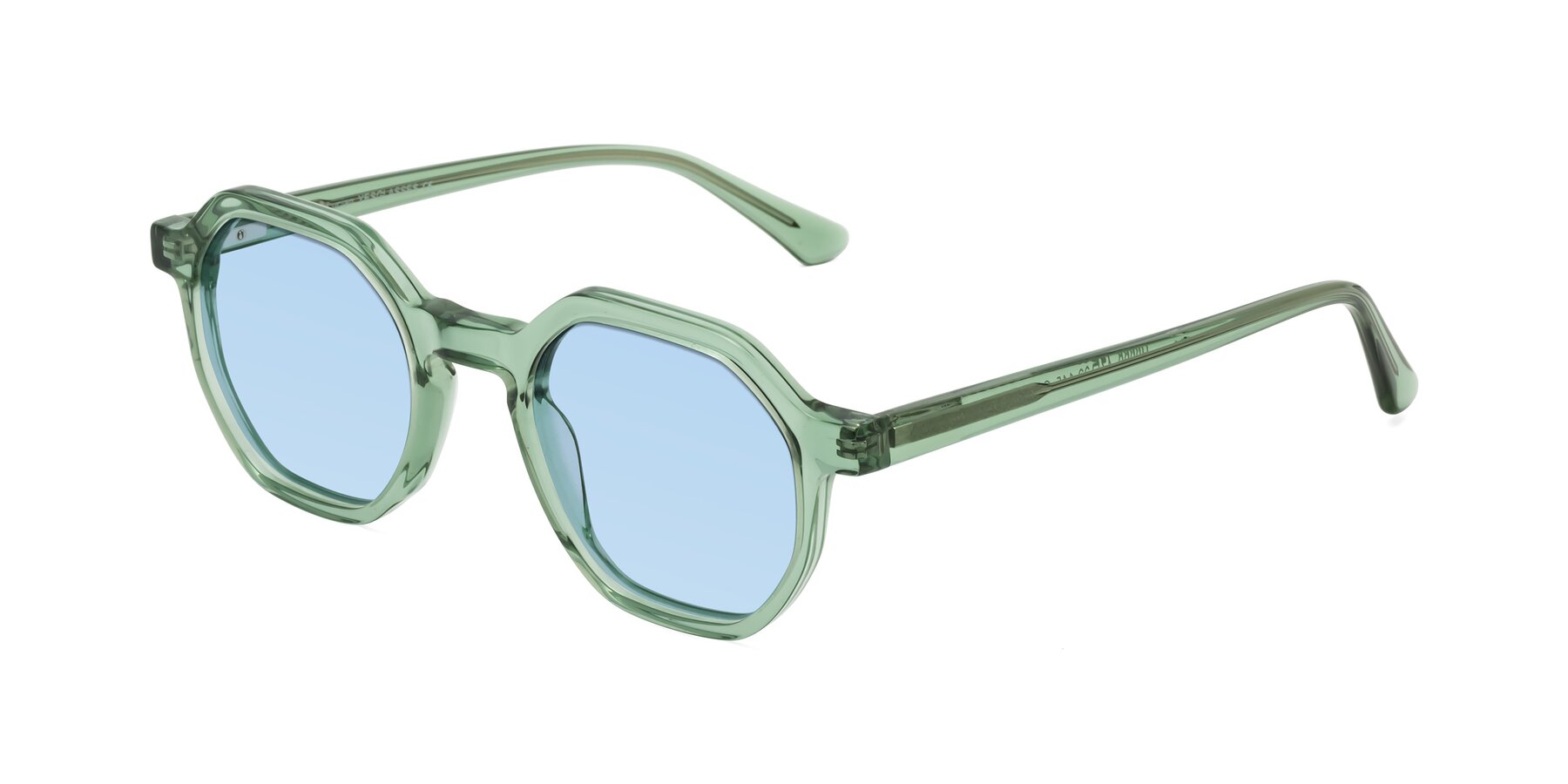 Angle of Lucian in Light Green with Light Blue Tinted Lenses