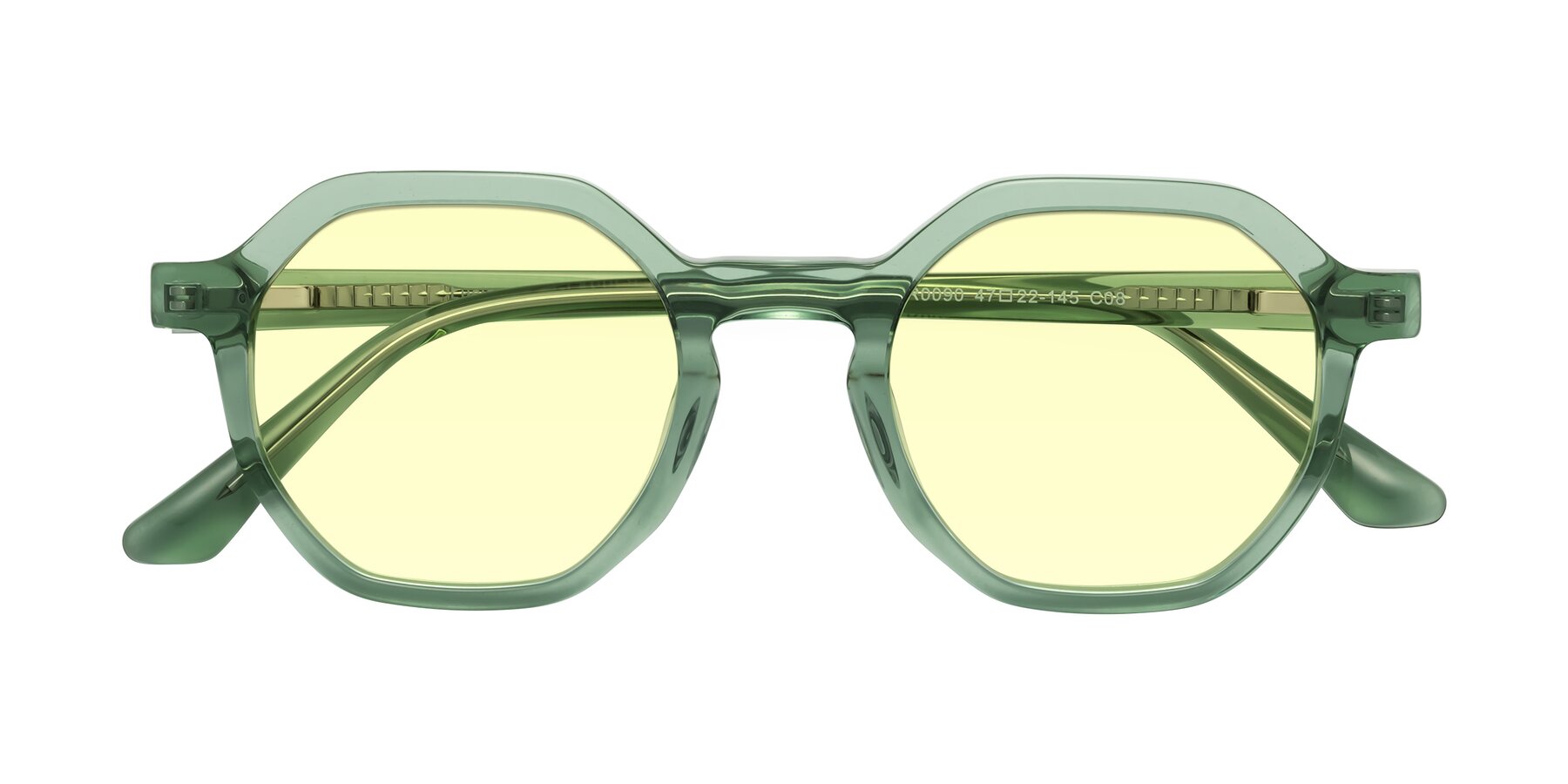 Folded Front of Lucian in Light Green with Light Yellow Tinted Lenses