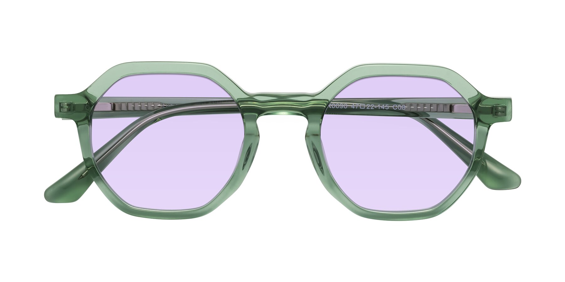 Folded Front of Lucian in Light Green with Light Purple Tinted Lenses