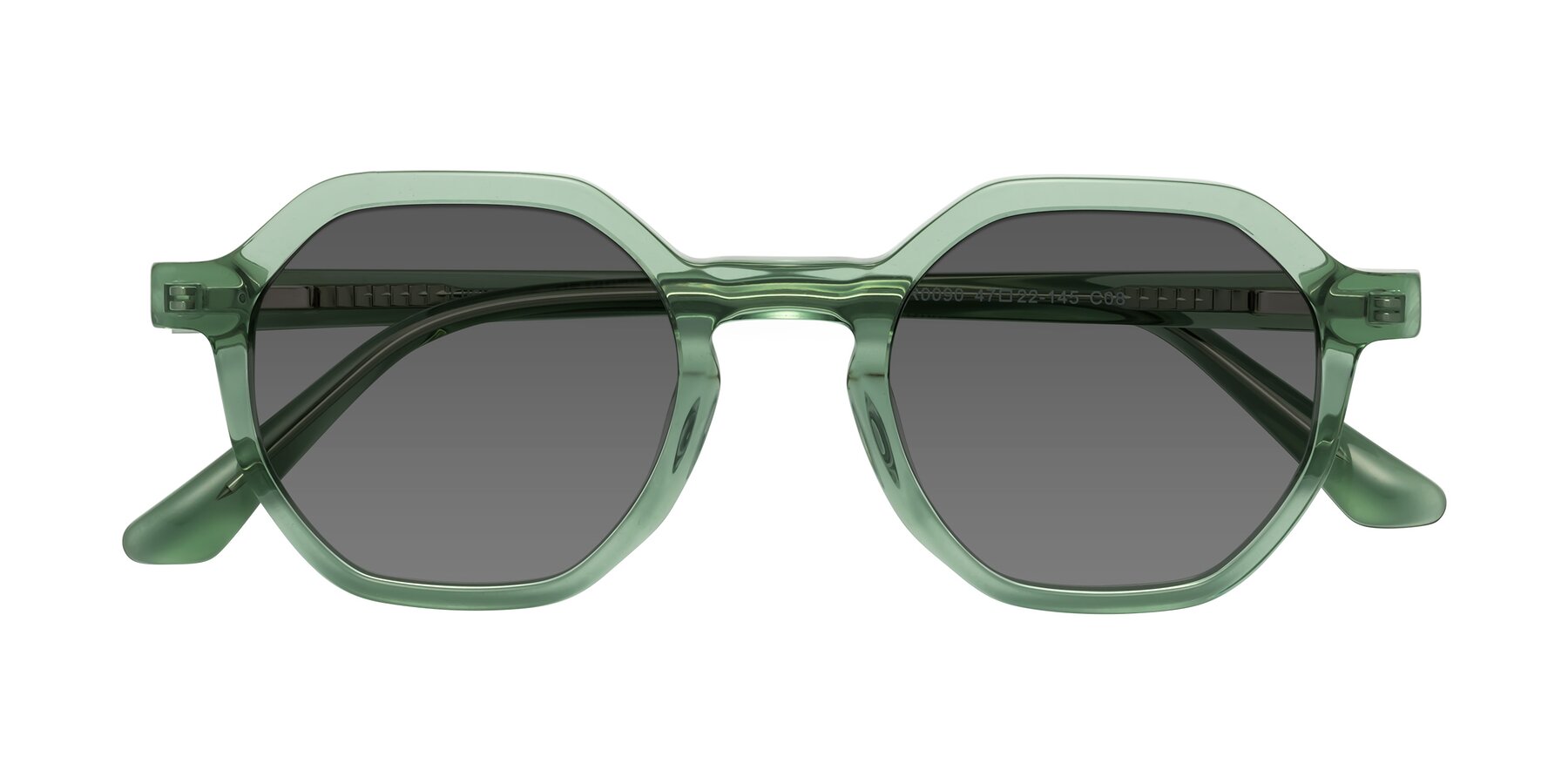 Folded Front of Lucian in Light Green with Medium Gray Tinted Lenses