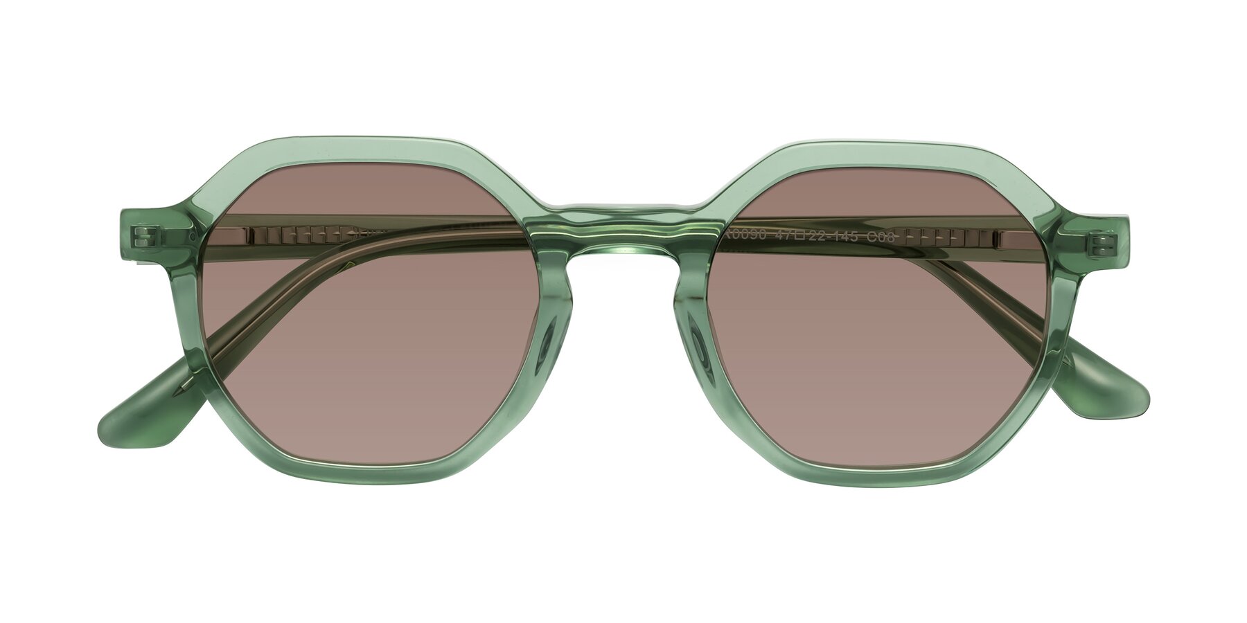 Folded Front of Lucian in Light Green with Medium Brown Tinted Lenses