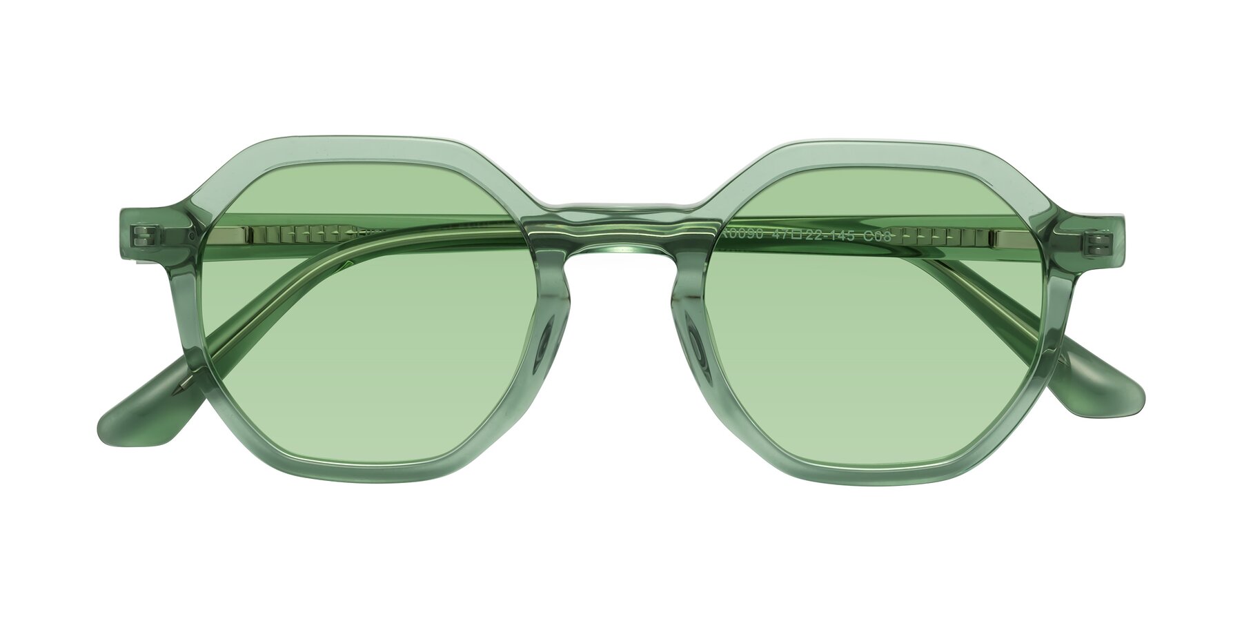 Folded Front of Lucian in Light Green with Medium Green Tinted Lenses