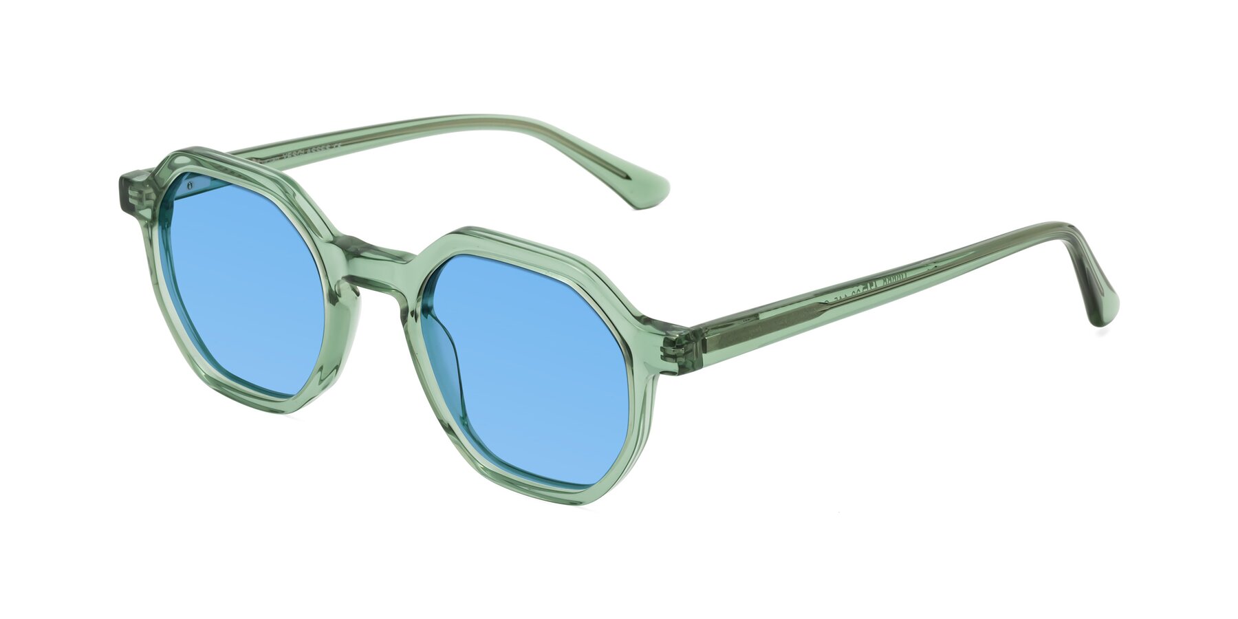 Angle of Lucian in Light Green with Medium Blue Tinted Lenses